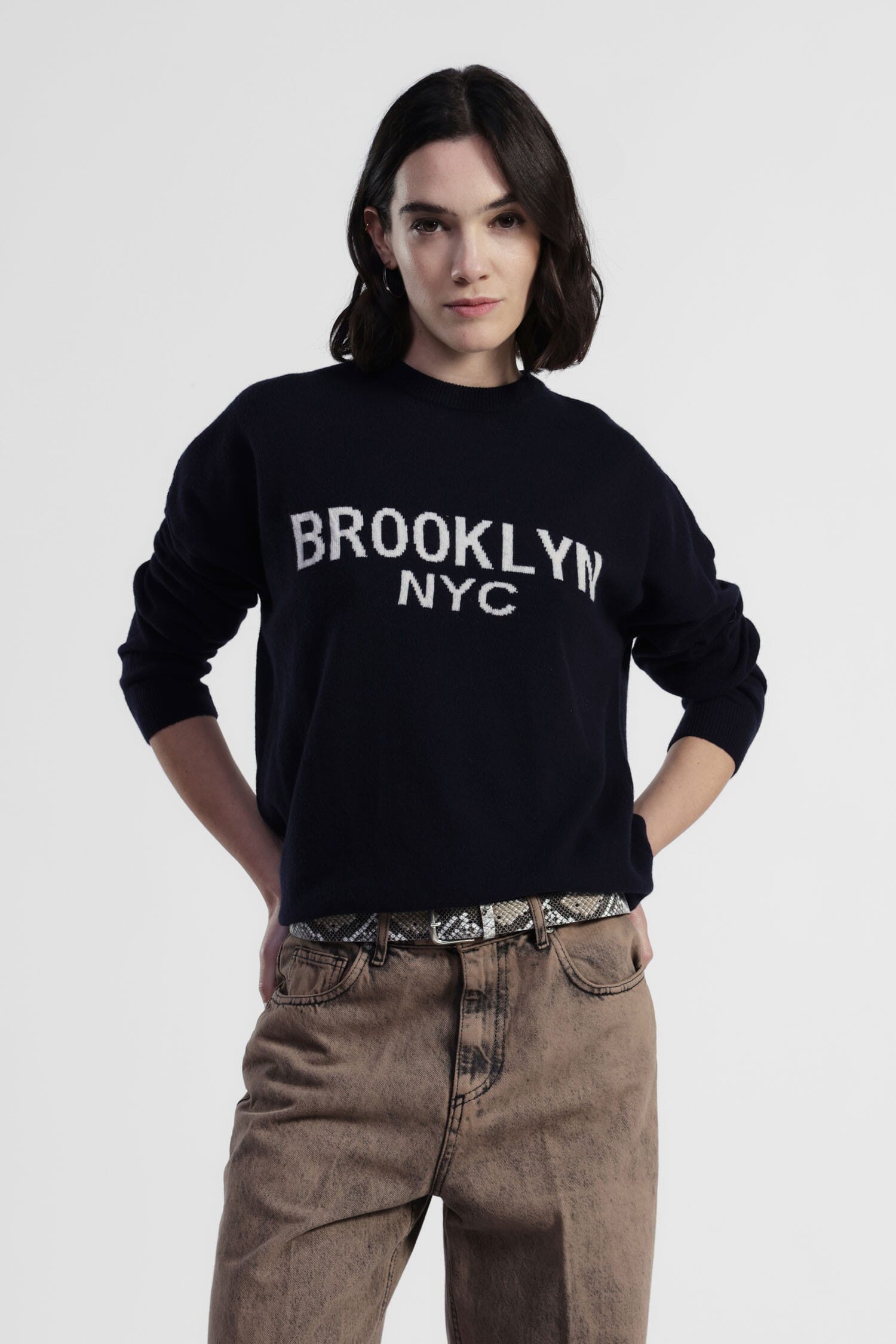 City Print Crew Neck Sweater Front Dixie