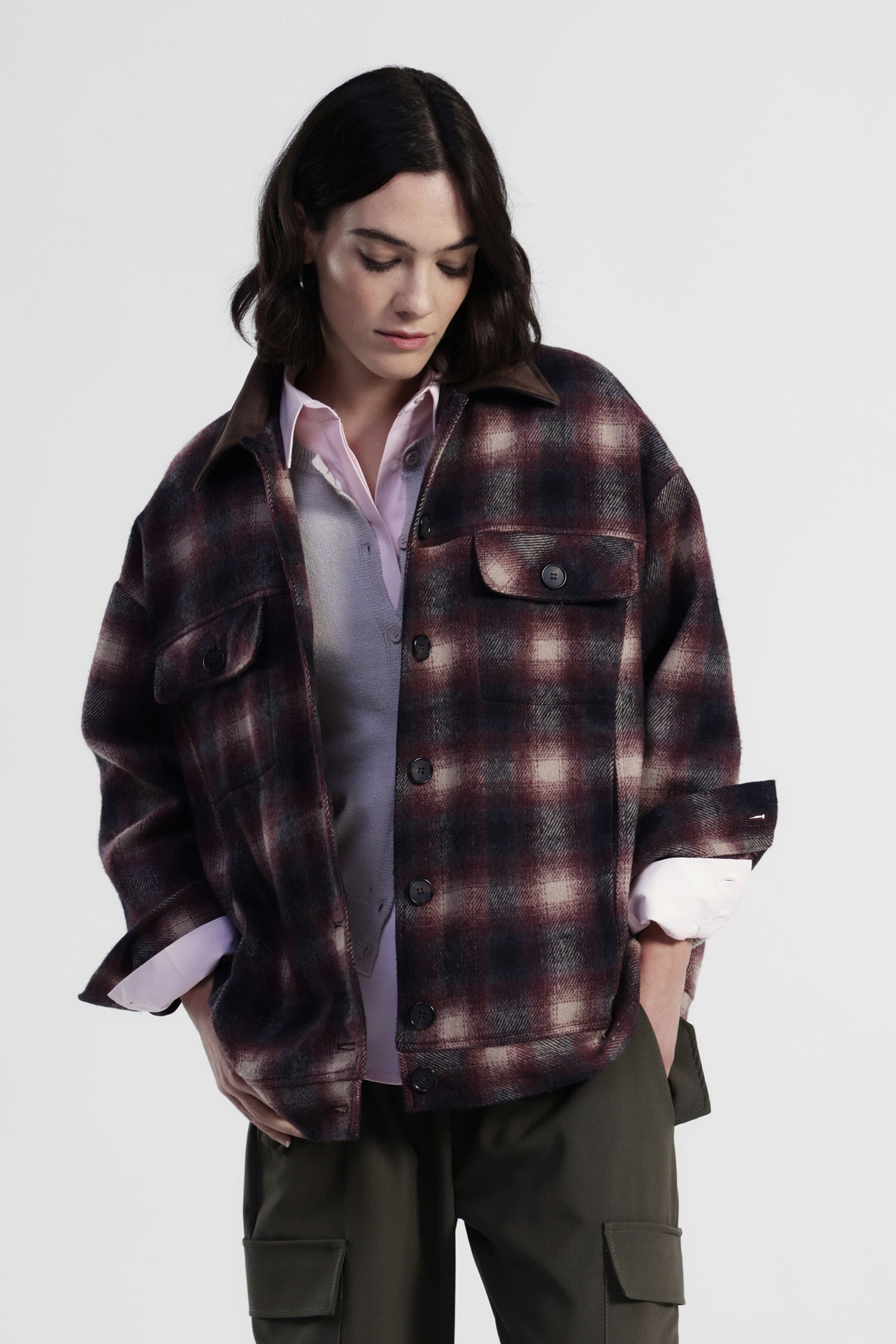 Check Shirt Jacket With Front Pockets Dixie