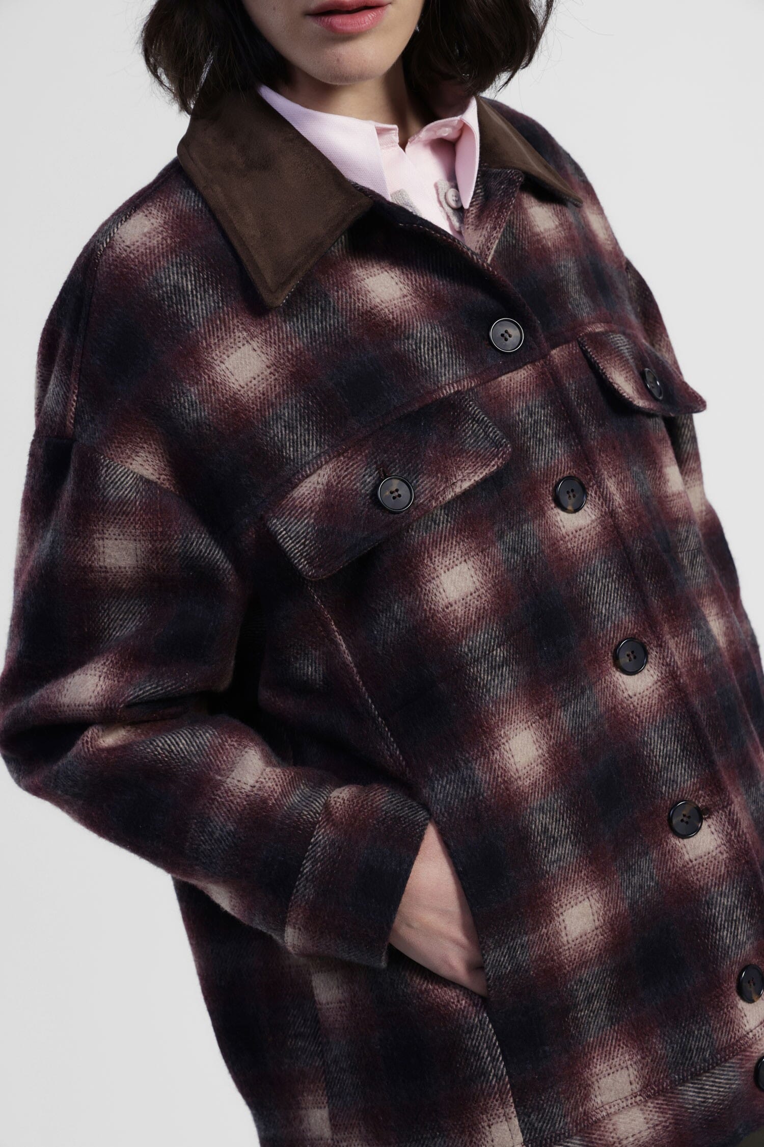 Check Shirt Jacket With Front Pockets Dixie