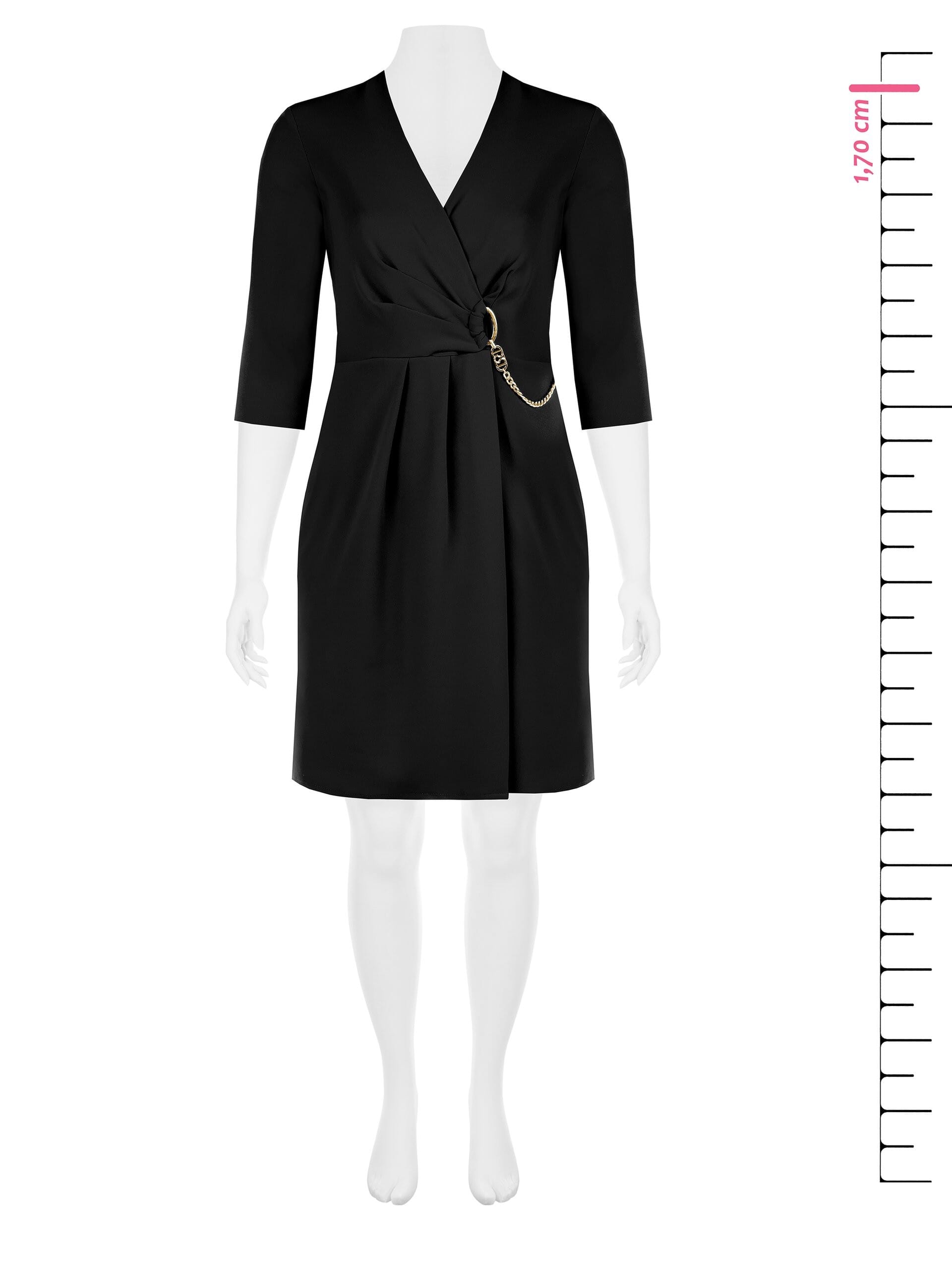 Curvy Sheath Short Dress In Scuba Crepe Crisscross With Rinascimento Curvy Chain Detail