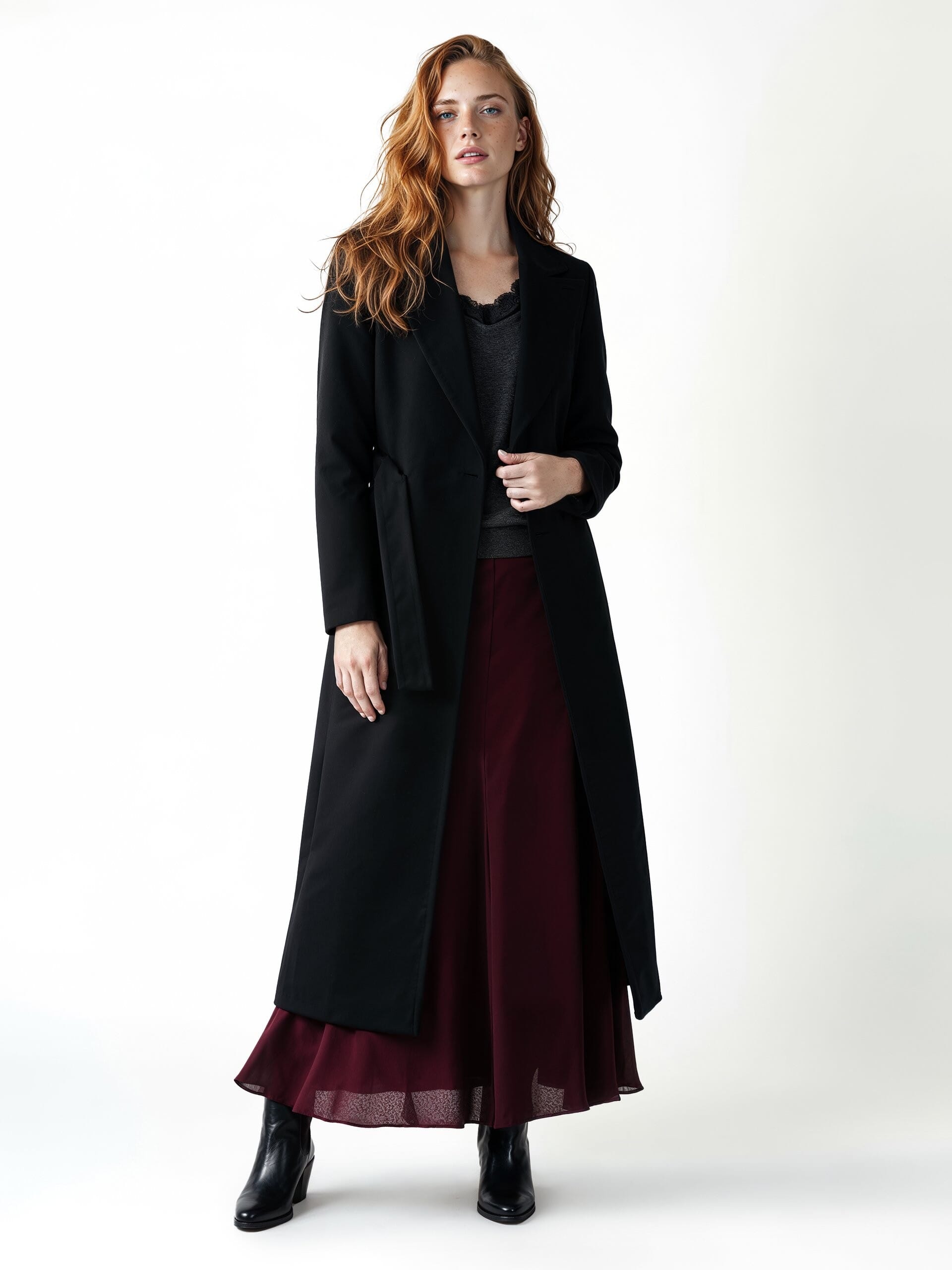 Cappotto Lungo Con Cintura Coordinata Rinascimento