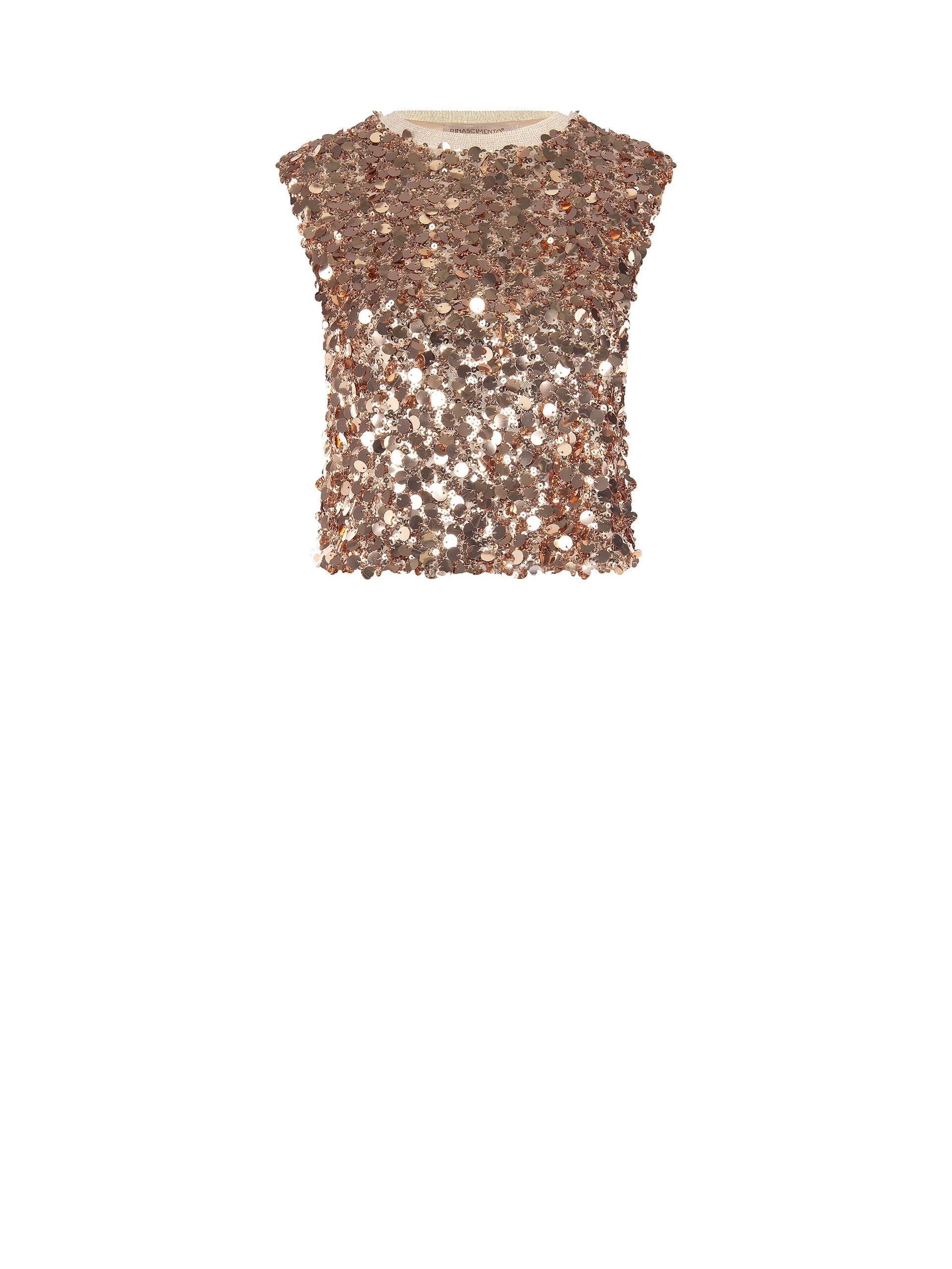 Top Ricoperto Di Maxi Paillettes Con Girocollo In Lurex Rinascimento