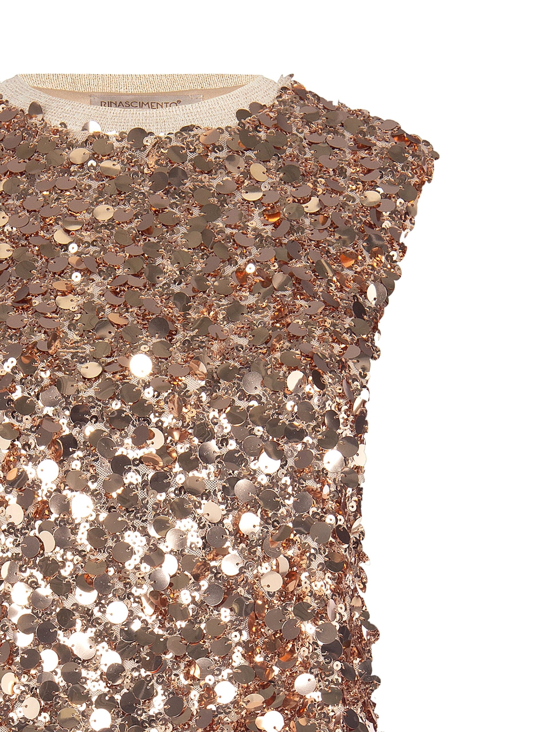 Top Ricoperto Di Maxi Paillettes Con Girocollo In Lurex Rinascimento