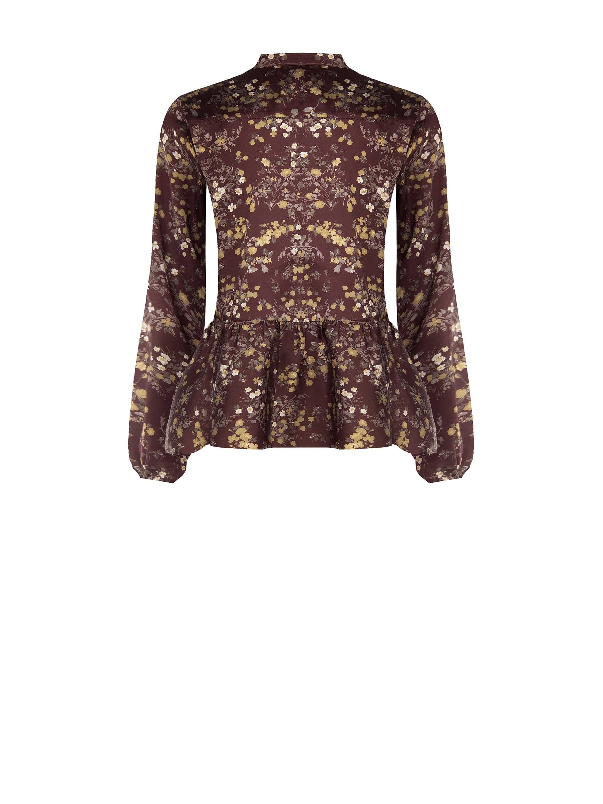 Rinascimento - Chemisier péplum en satin à fleurs avec nœud et encolure en V