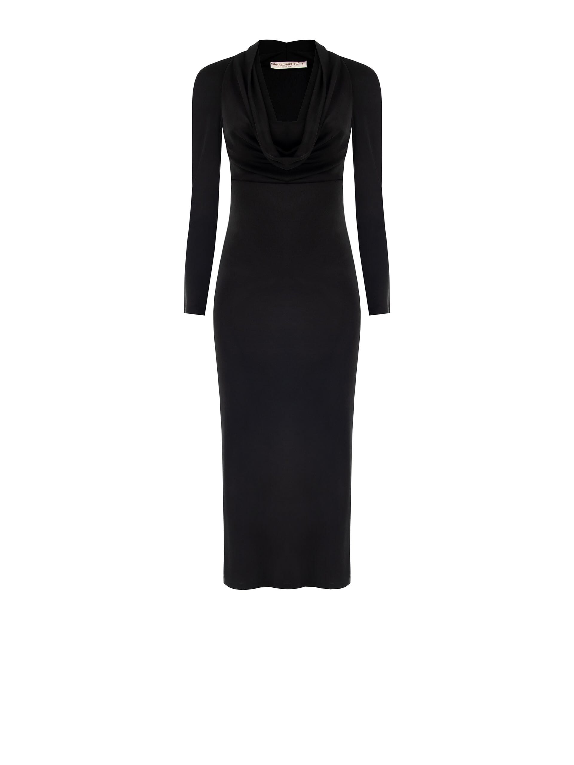 Abito Lungo A Tubino In Misto Viscosa Con Scollo Drappeggiato Rinascimento