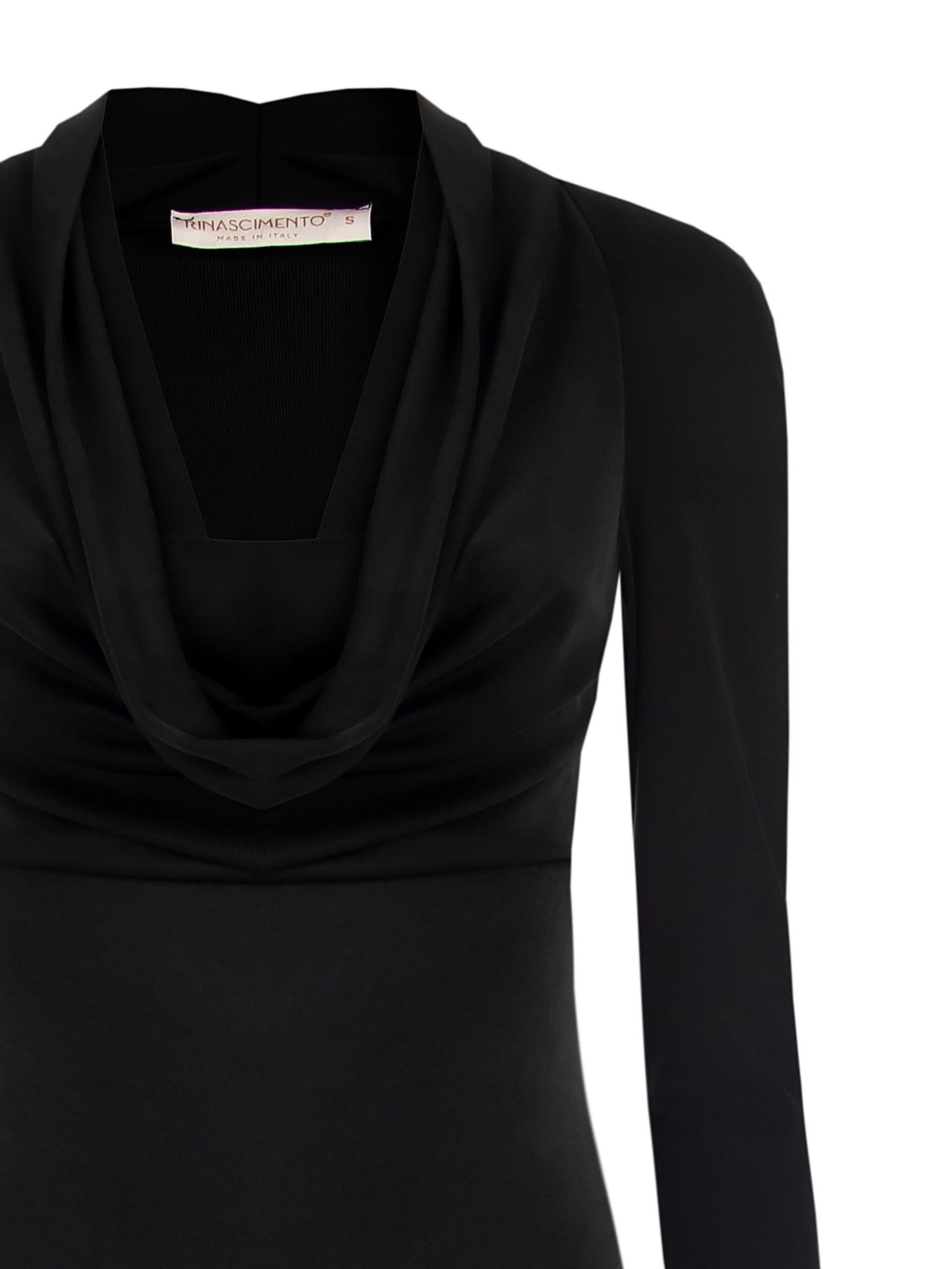 Abito Lungo A Tubino In Misto Viscosa Con Scollo Drappeggiato Rinascimento