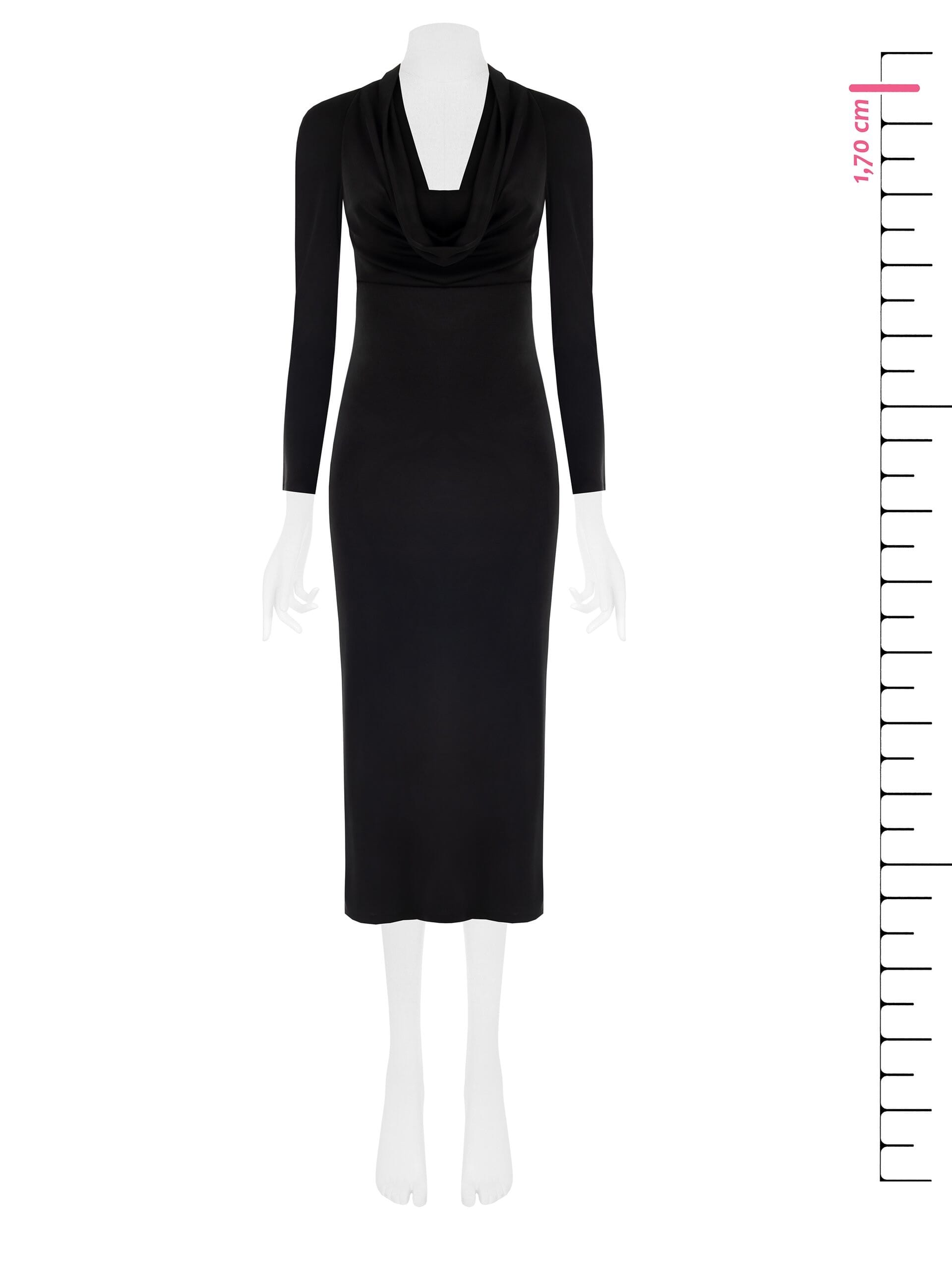 Abito Lungo A Tubino In Misto Viscosa Con Scollo Drappeggiato Rinascimento