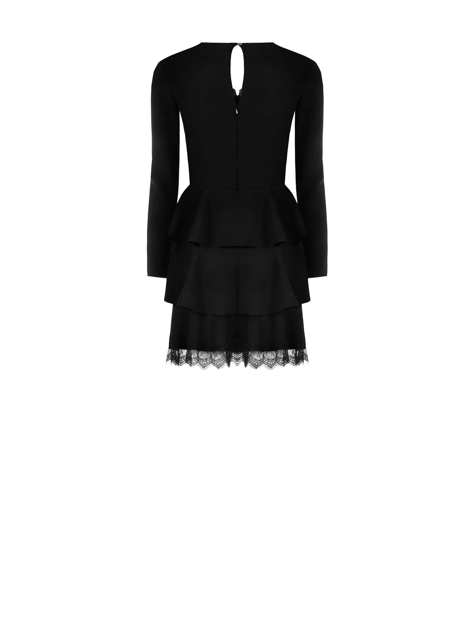 Abito Corto A Balze In Crepe Con Inserti In Pizzo Rinascimento