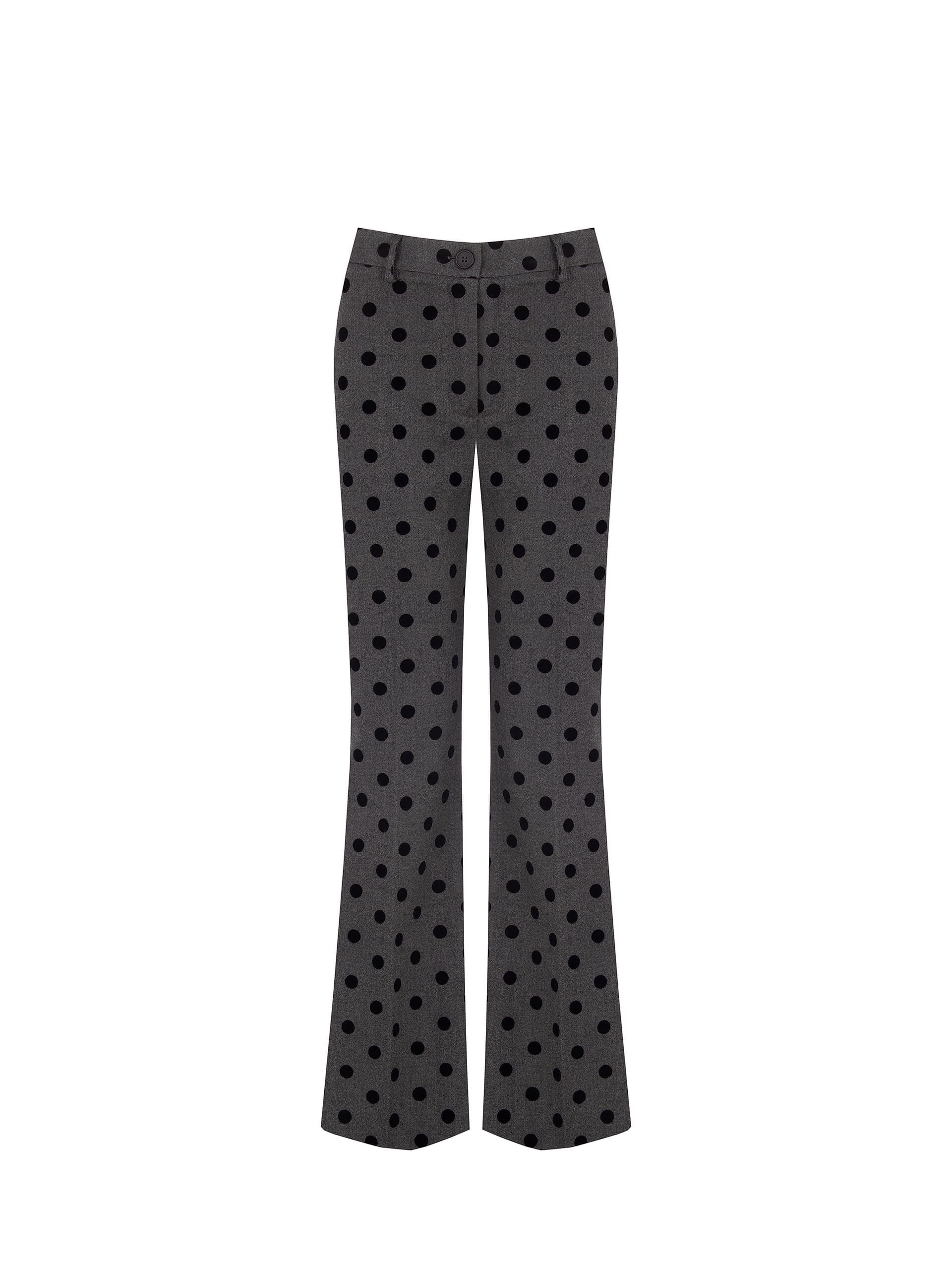 Pantaloni A Zampa A Pois Floccati Con Elastico Dietro Rinascimento