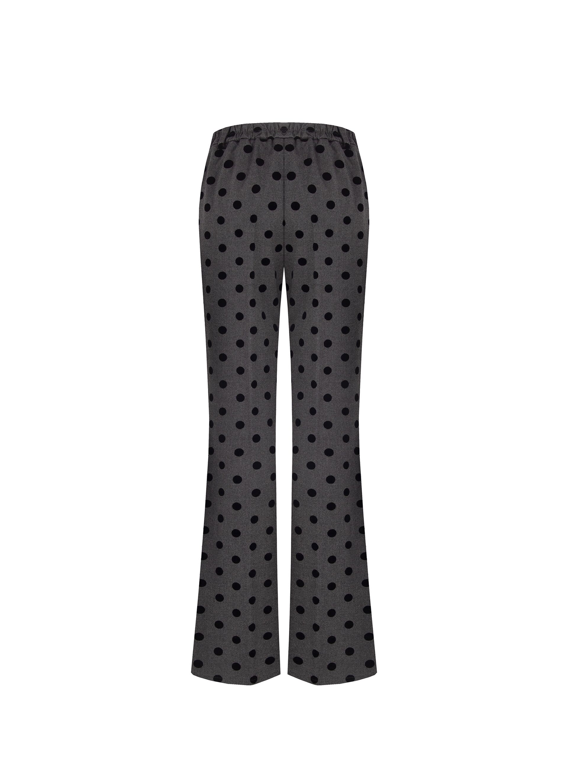 Pantaloni A Zampa A Pois Floccati Con Elastico Dietro Rinascimento