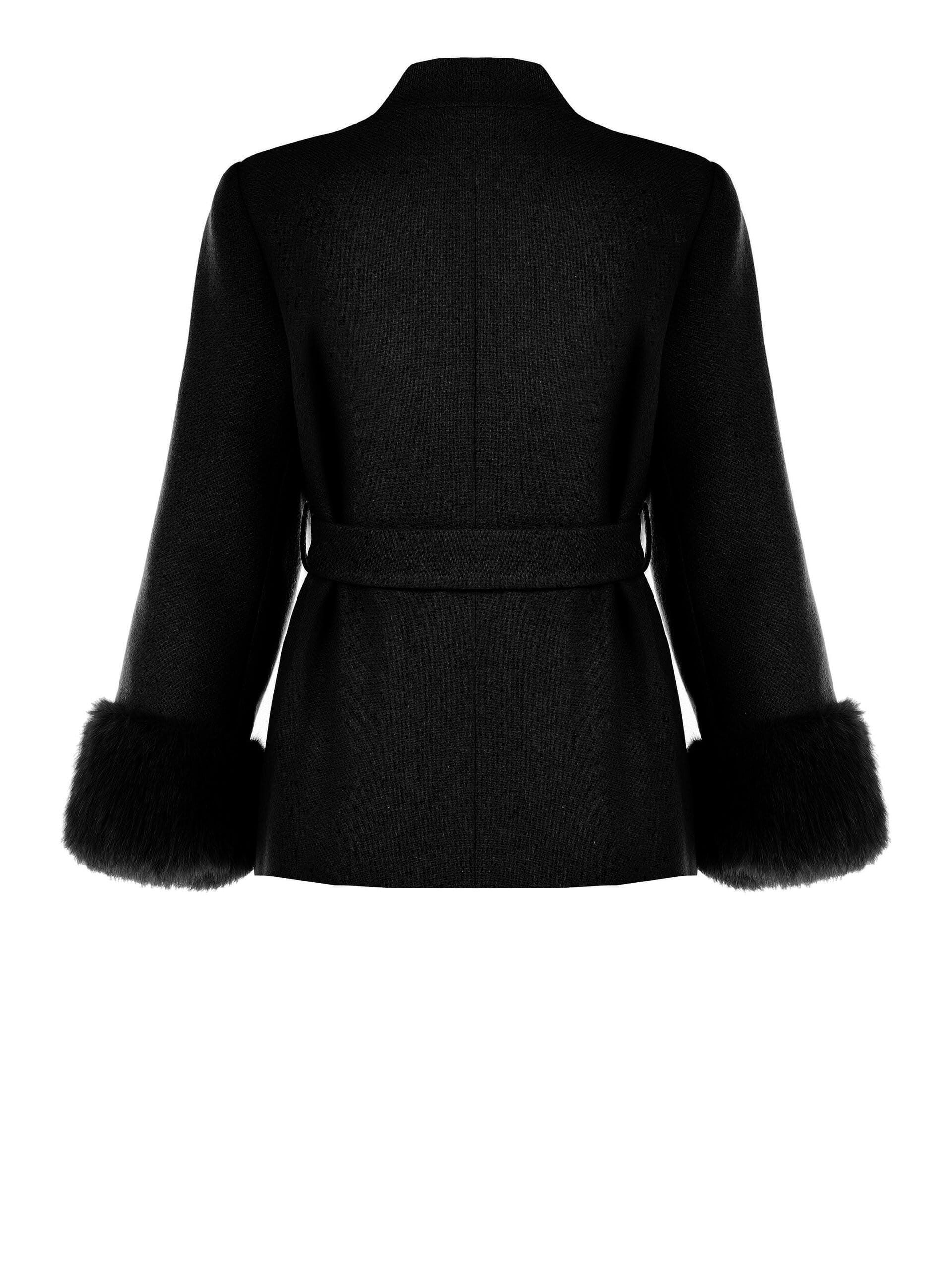 Rinascimento Curvy Short Coat Without Revers With Synthetic Fur Cuffs