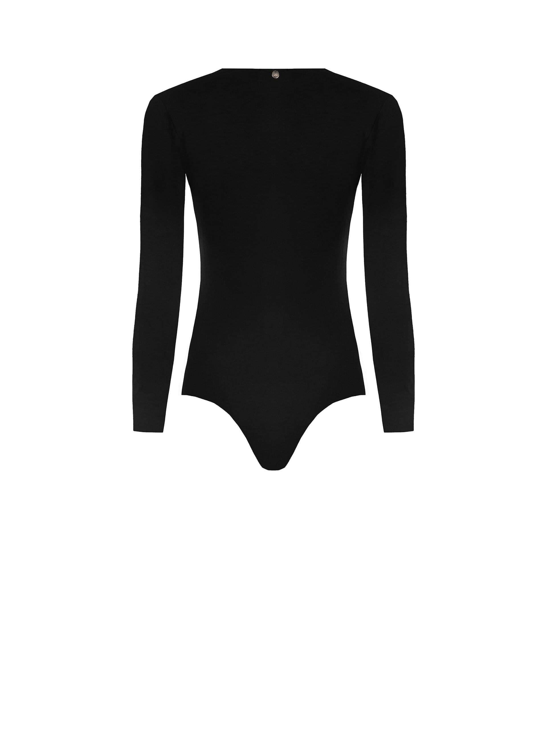 Justaucorps en viscose mélangée avec encolure en V et rinascimento en dentelle