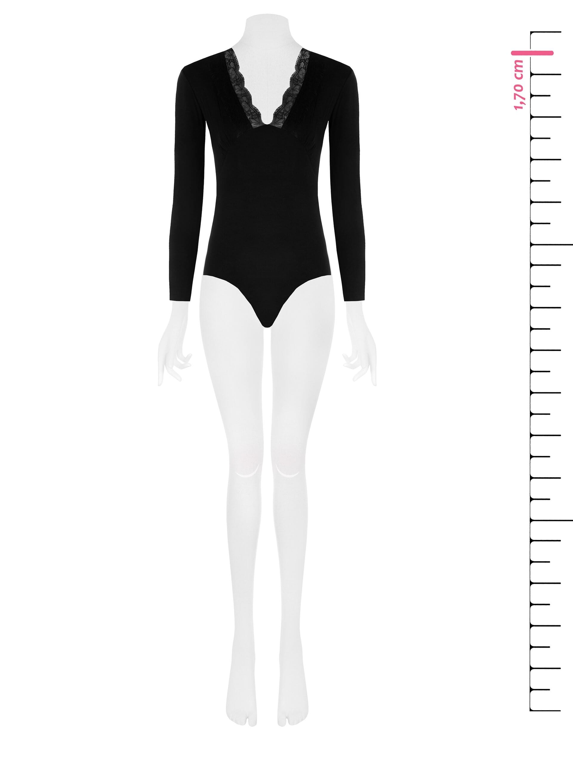 Justaucorps en viscose mélangée avec encolure en V et rinascimento en dentelle