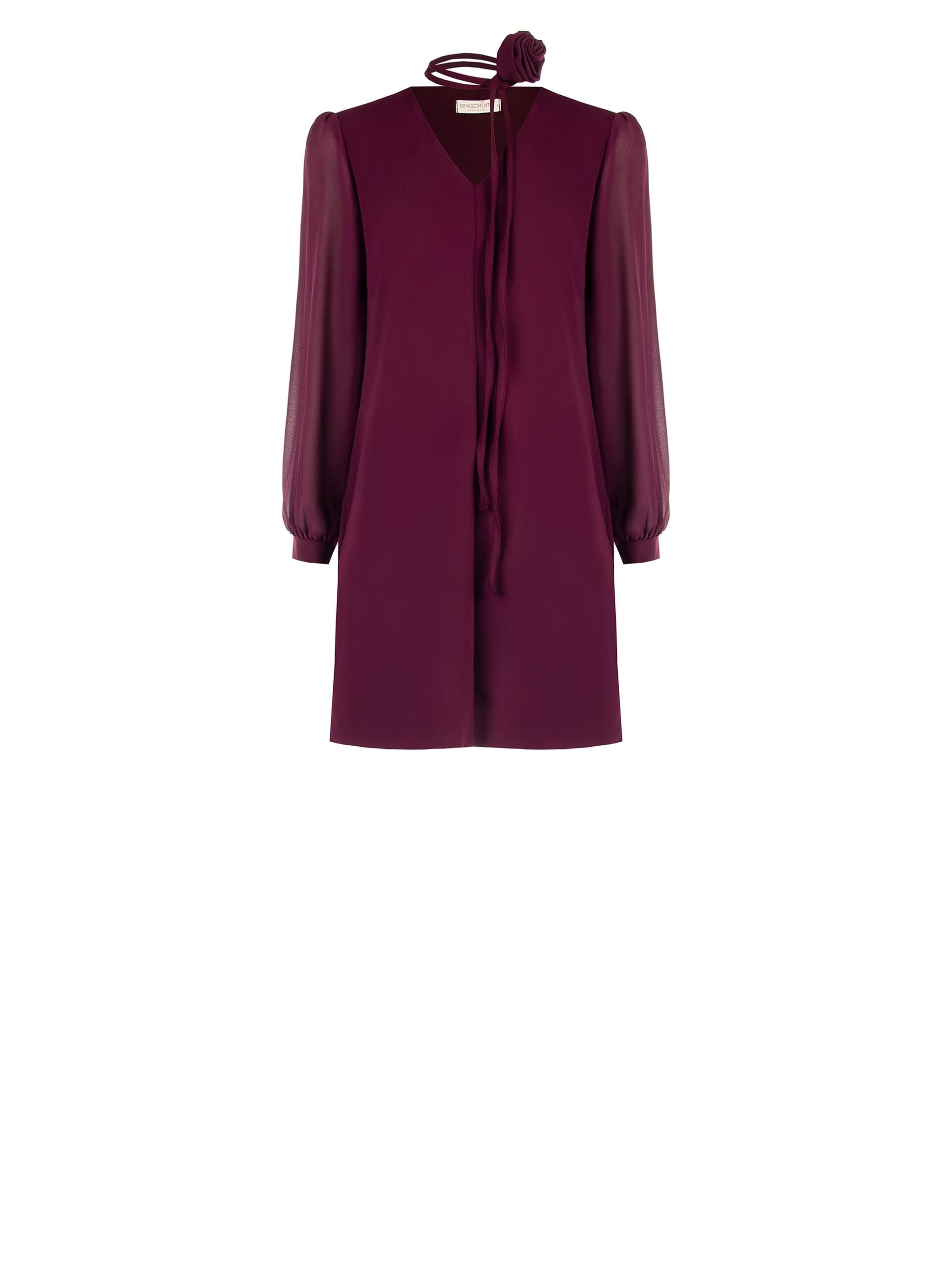 Short Scuba Crepe Trapeze Dress With Pockets And Pink Detachable Belt Rinascimento