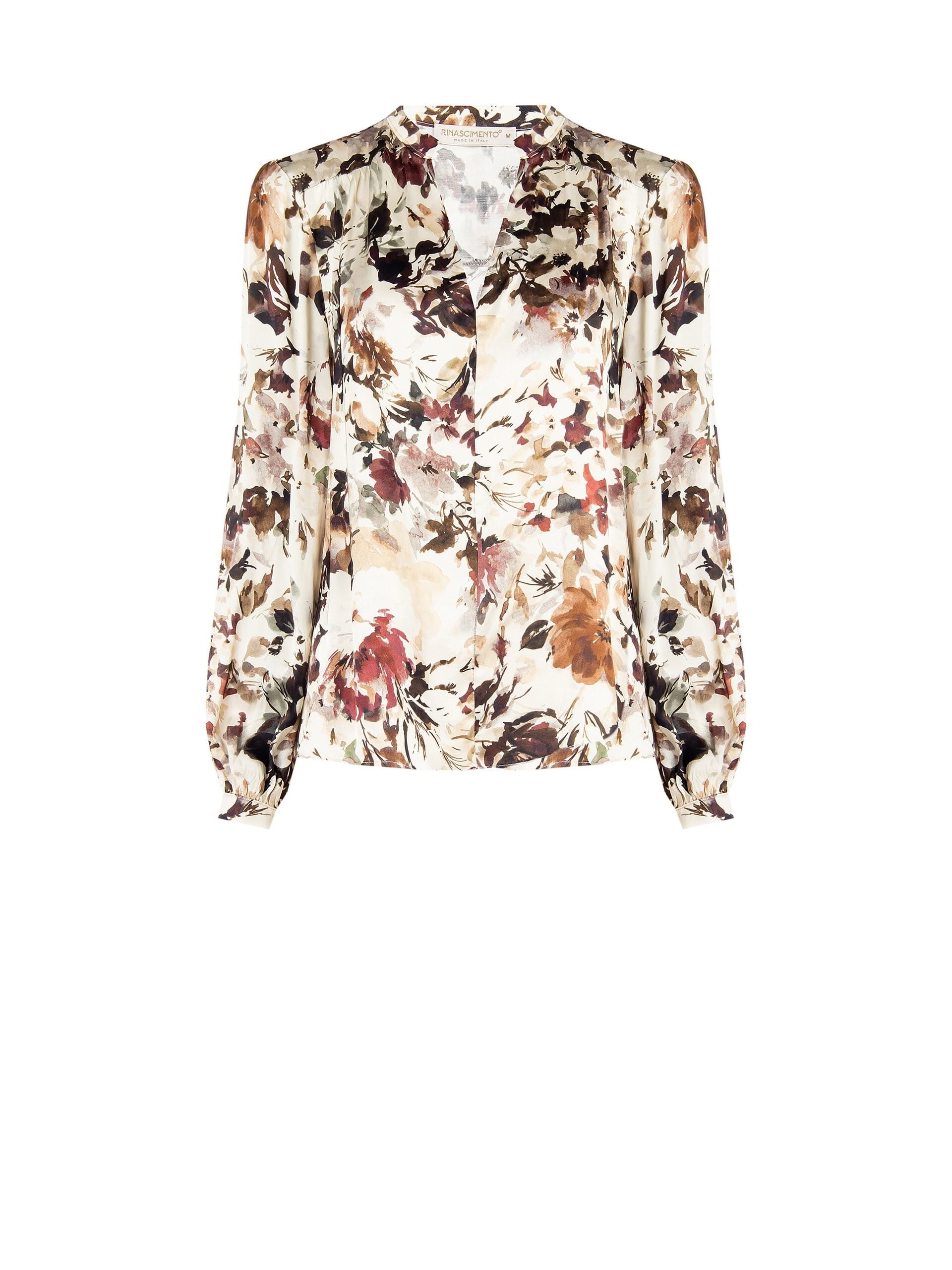 Blusa In Raso A Fiori Con Scollo A V Rinascimento