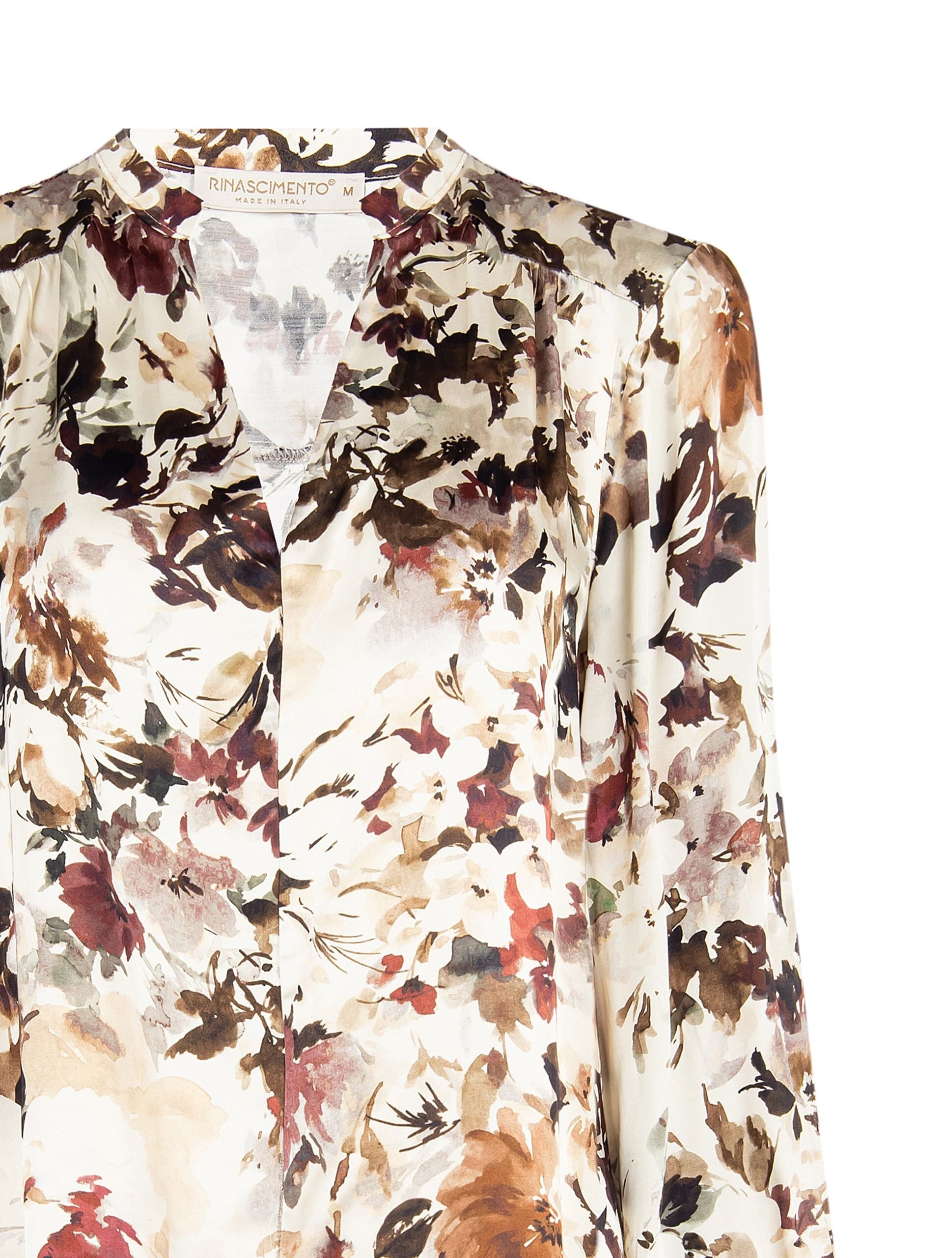 Blusa In Raso A Fiori Con Scollo A V Rinascimento