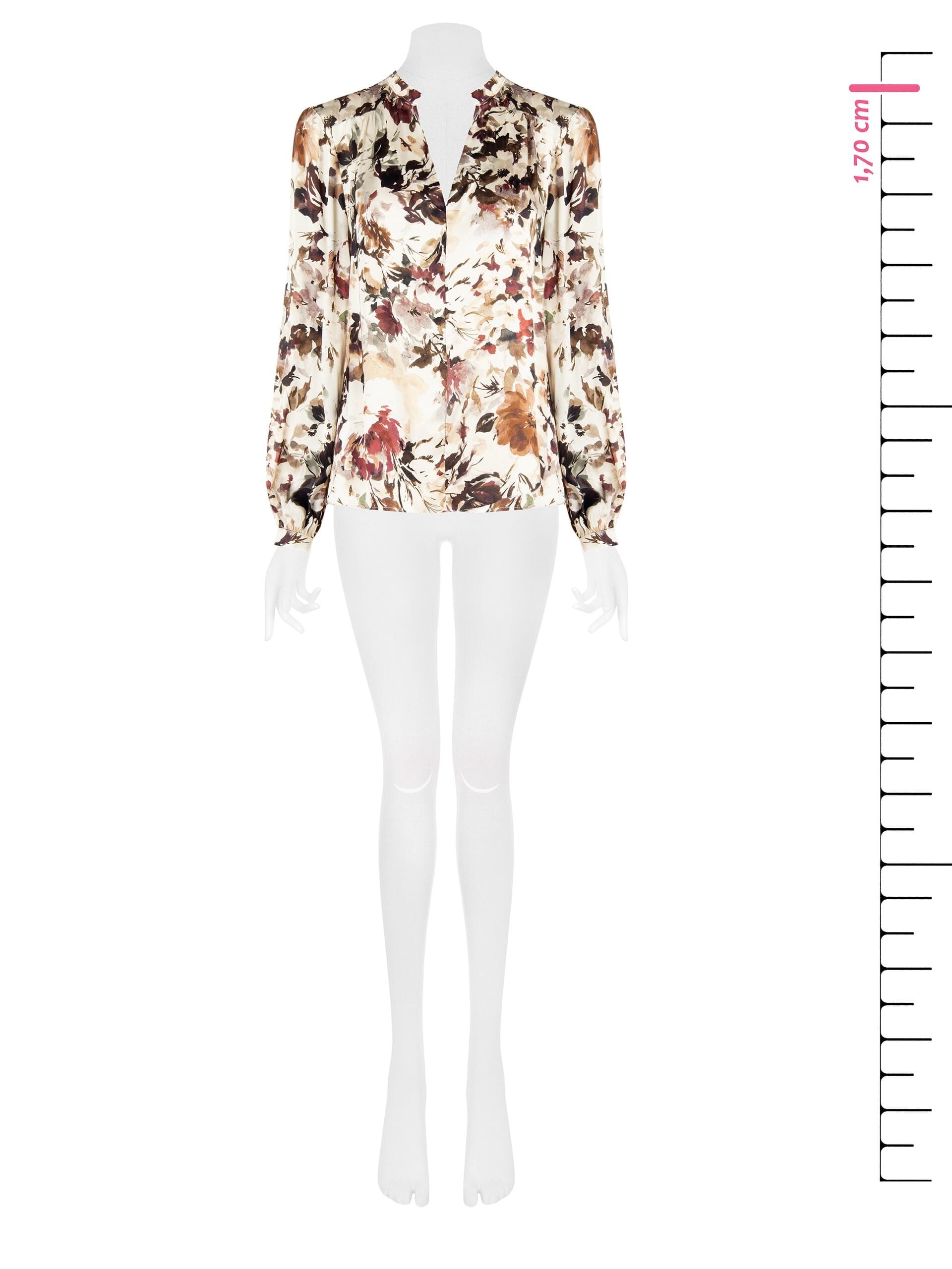 Blusa In Raso A Fiori Con Scollo A V Rinascimento