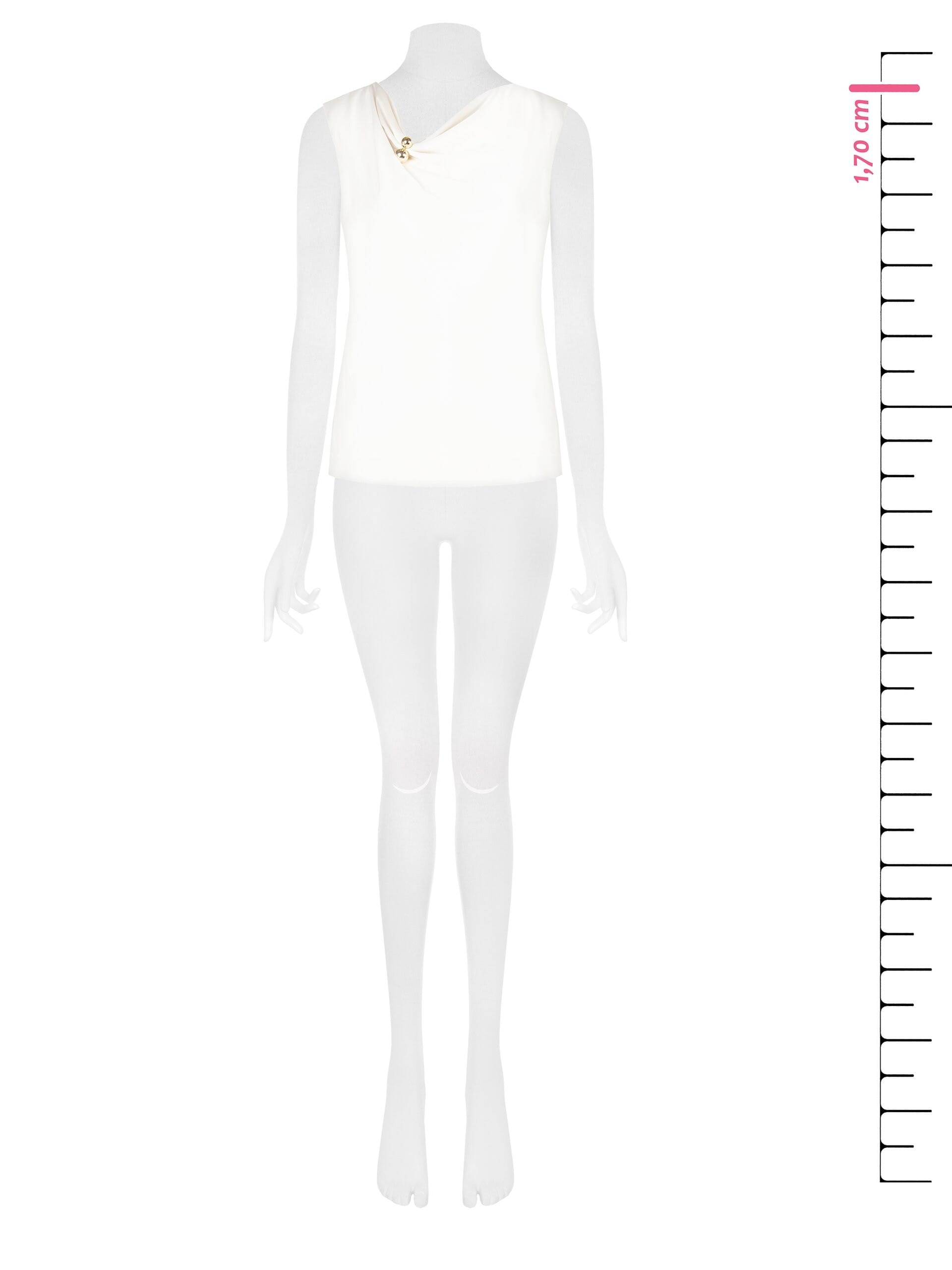 Top en satin fluide à encolure ornée d'un bijou Rinascimento