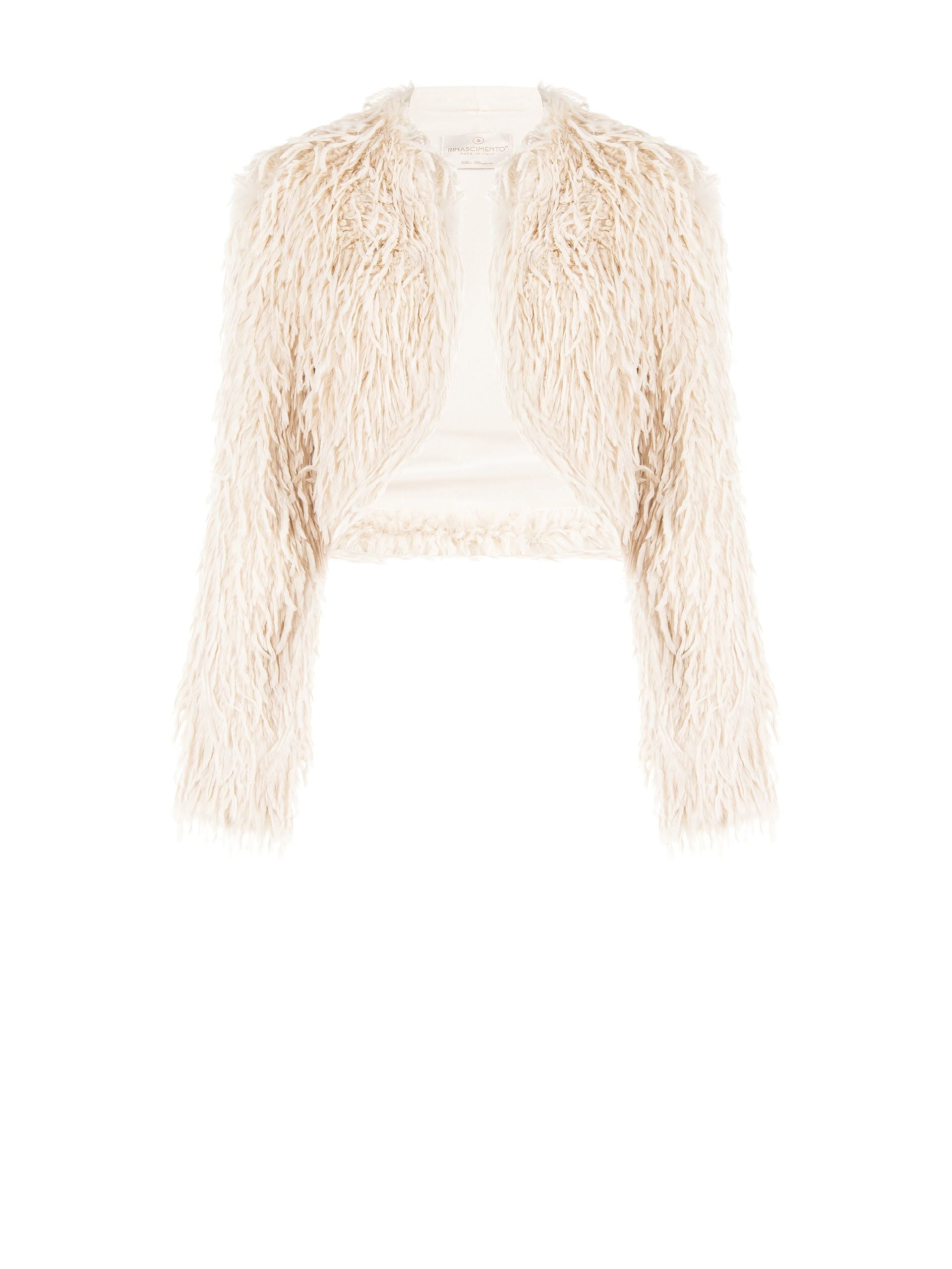 Rinascimento Faux Fur Crop Coat With Hook and Loop Closure