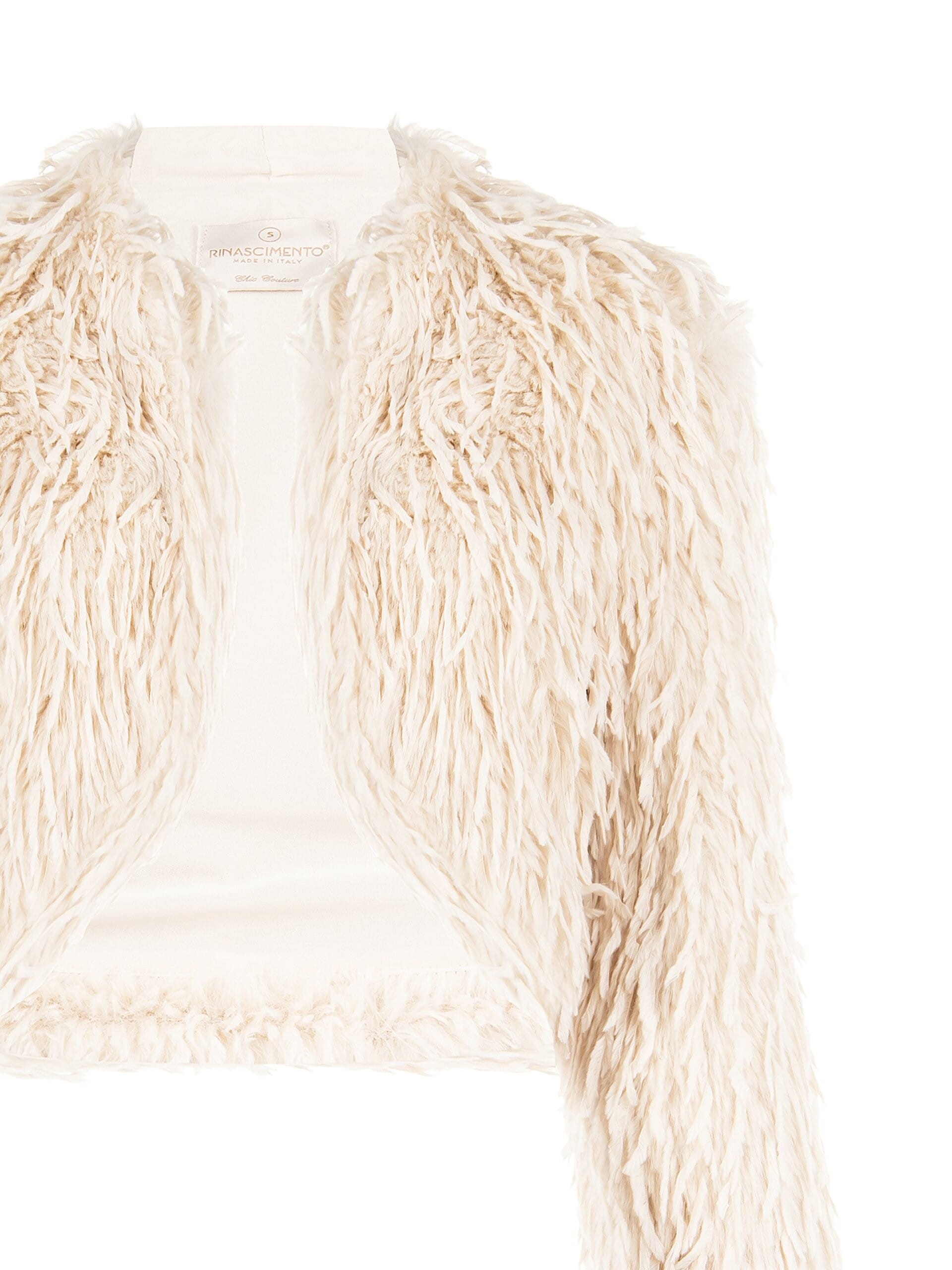 Rinascimento Faux Fur Crop Coat With Hook and Loop Closure