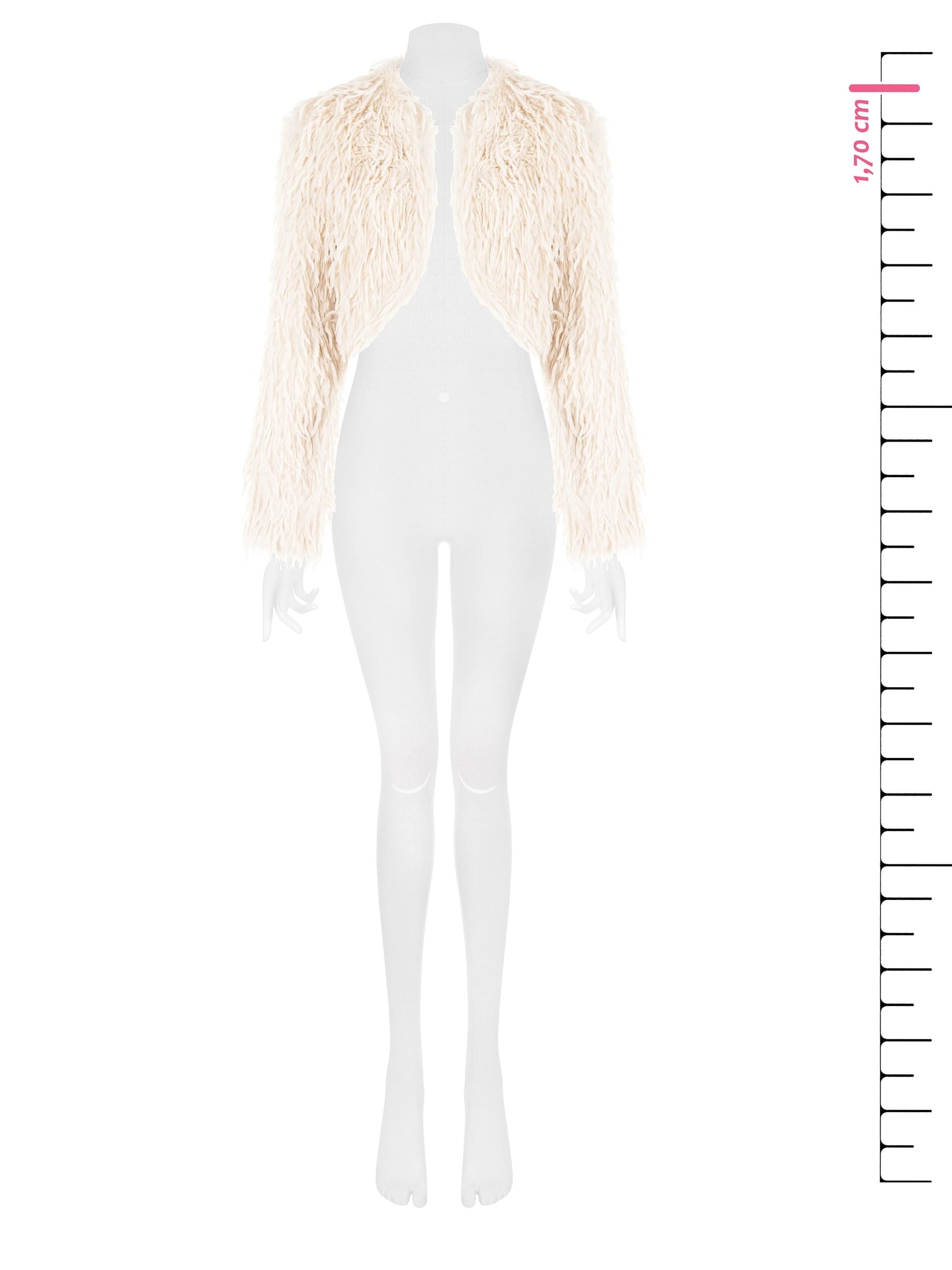 Rinascimento Faux Fur Crop Coat With Hook and Loop Closure