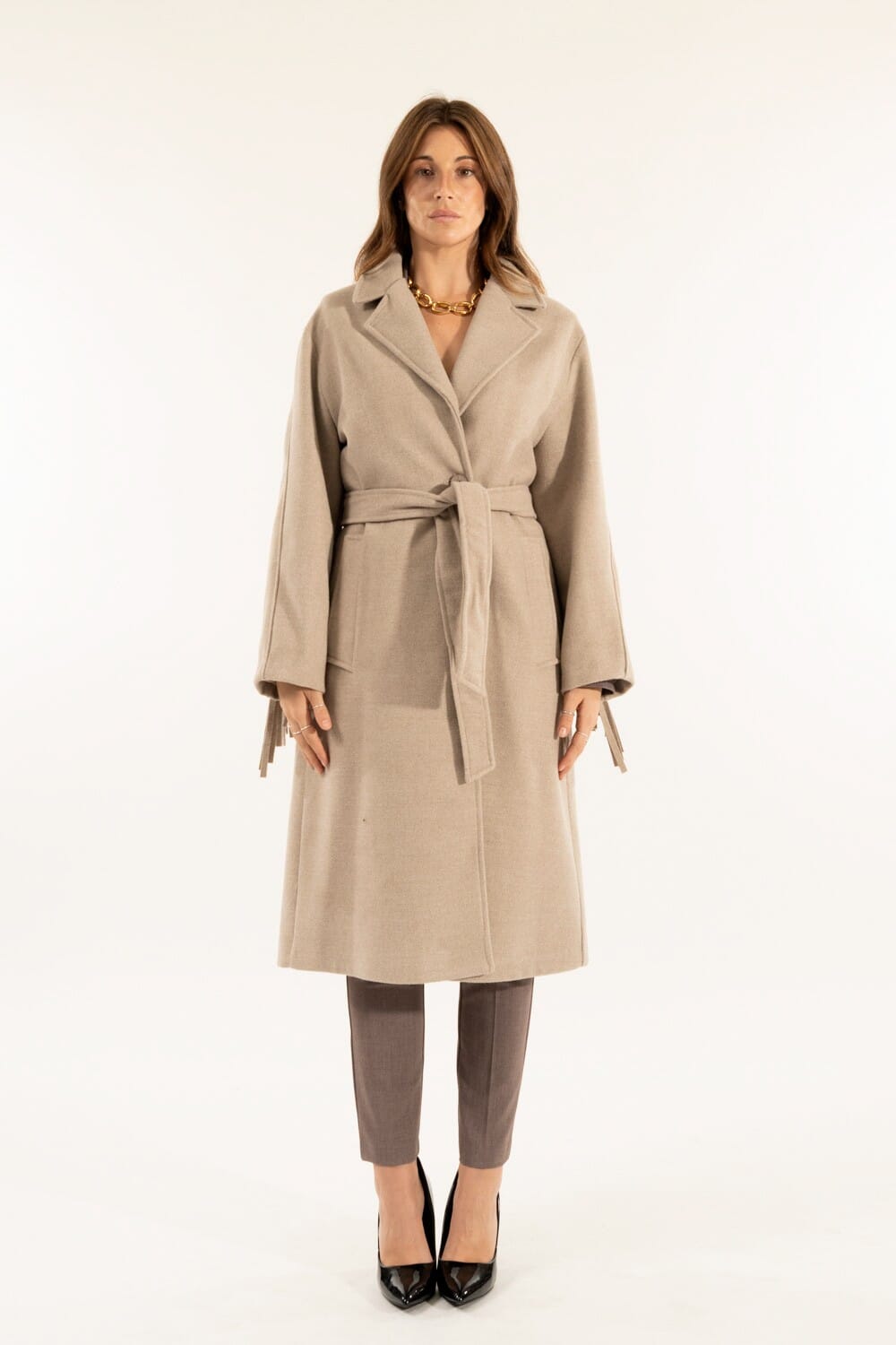 Kontatto Manteau long à franges