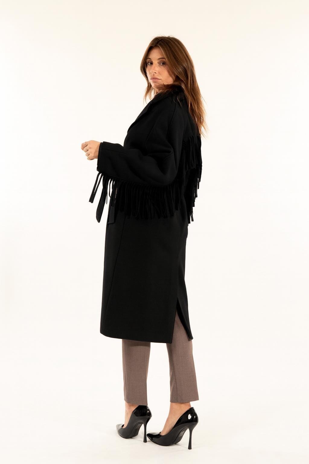 Kontatto Manteau long à franges