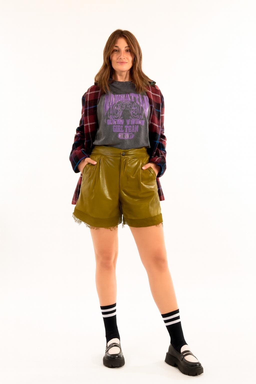 Kontatto - Bermuda en dentelle et faux cuir