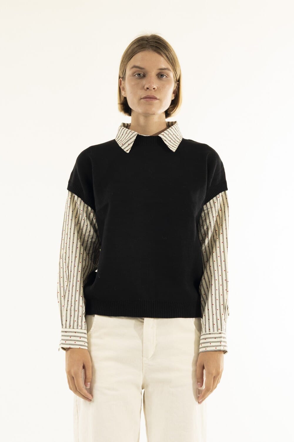 Crew-neck with Hearts Striped Shirt Kontatto