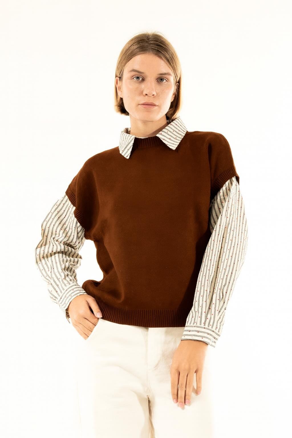 Crew-neck with Hearts Striped Shirt Kontatto