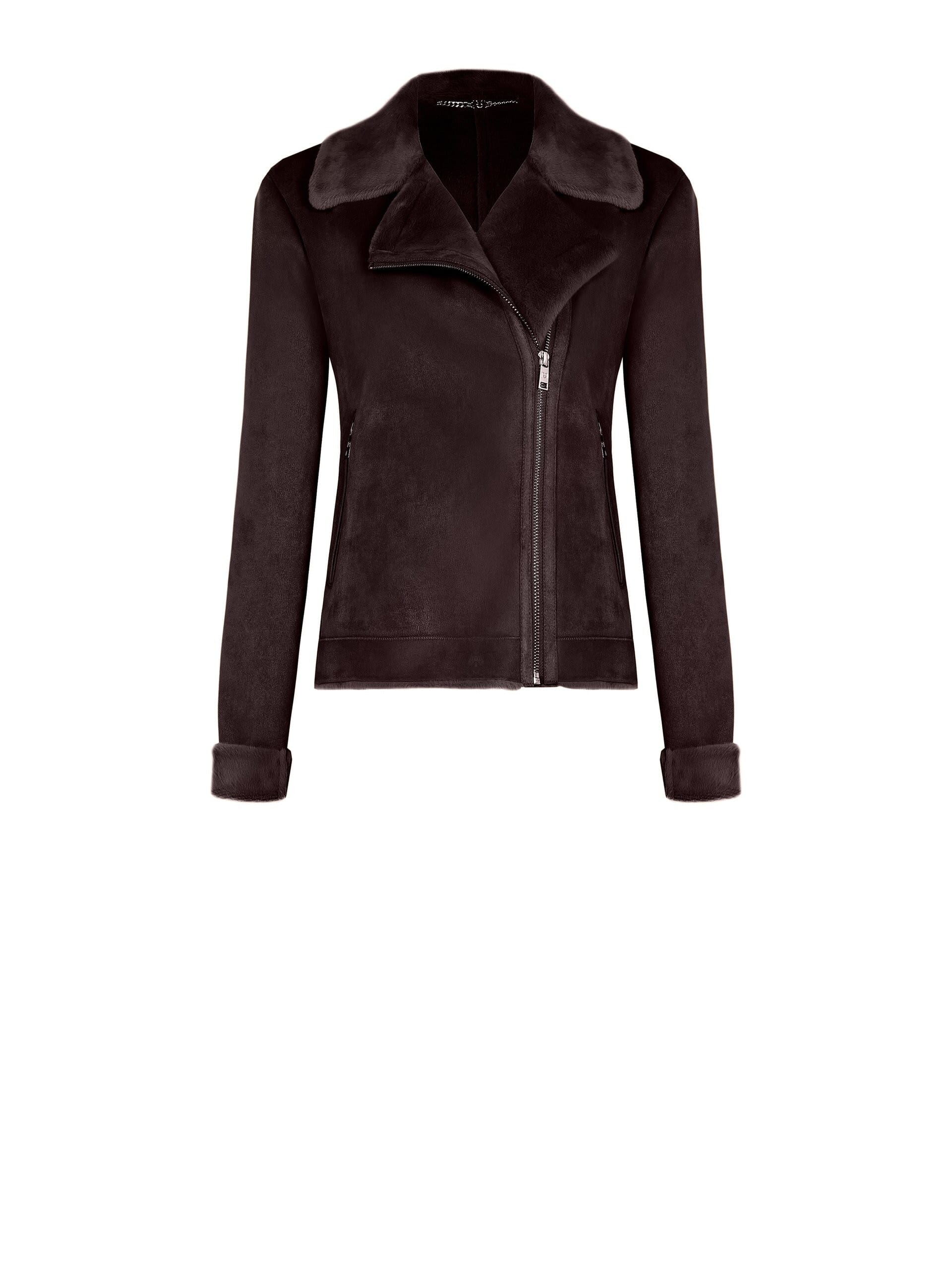 Short Sheepskin Coat With Synthetic Fur Detail Rinascimento