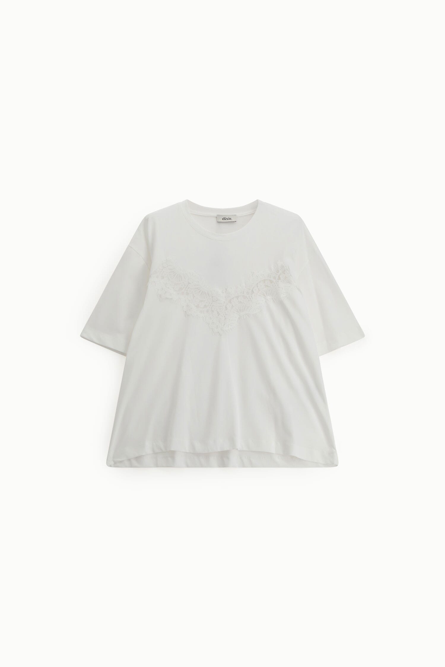 Dixie - T-shirt à manches courtes avec empiècement en dentelle sur le devant