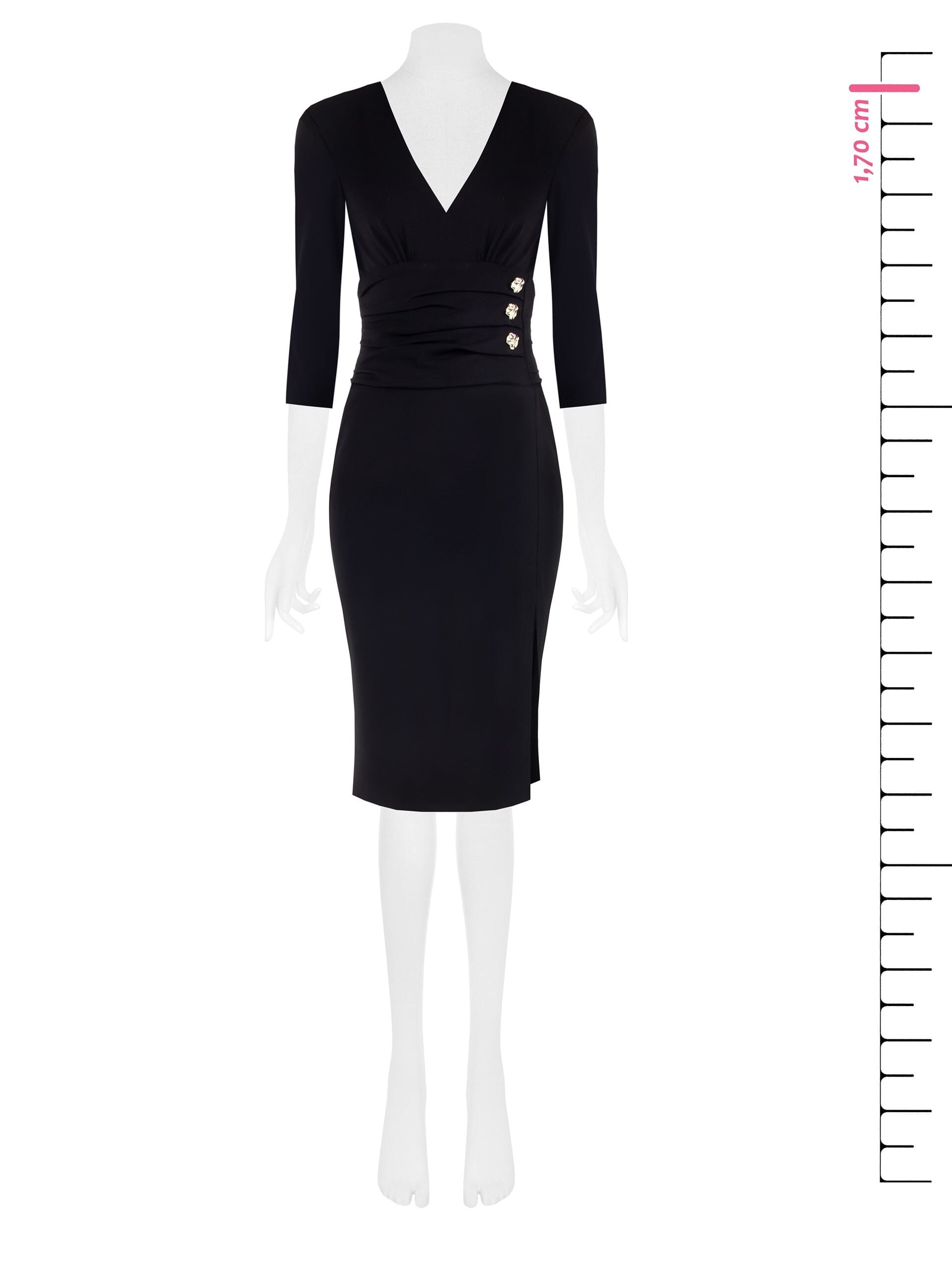 Abito A Tubino In Scuba Crepe Con Scollo A V E Spalline Rinascimento