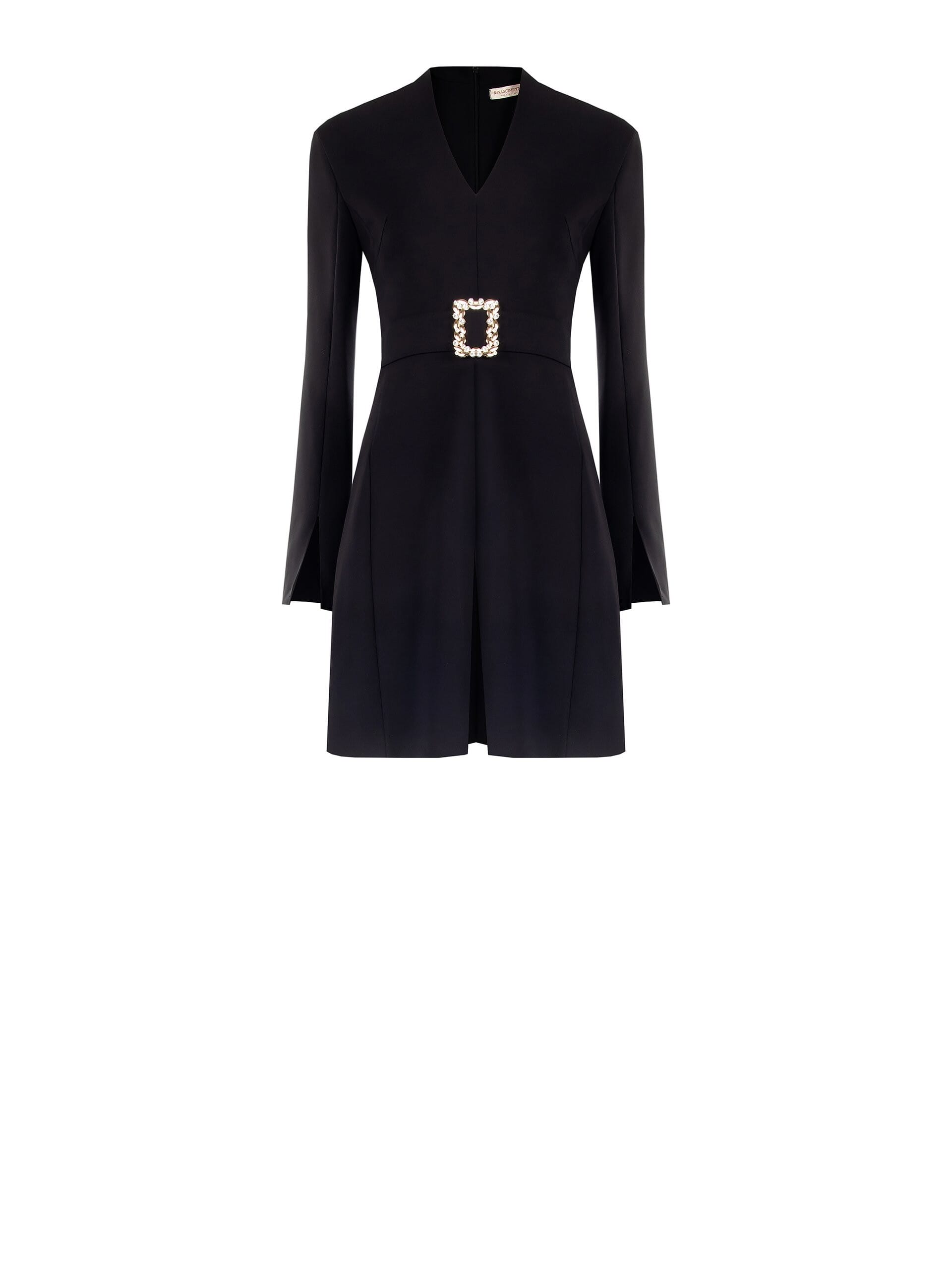 Abito Scoto Sfiancato In Tessuto Fluido Con Scollo A V E Fibbia Gioiello Rinascimento