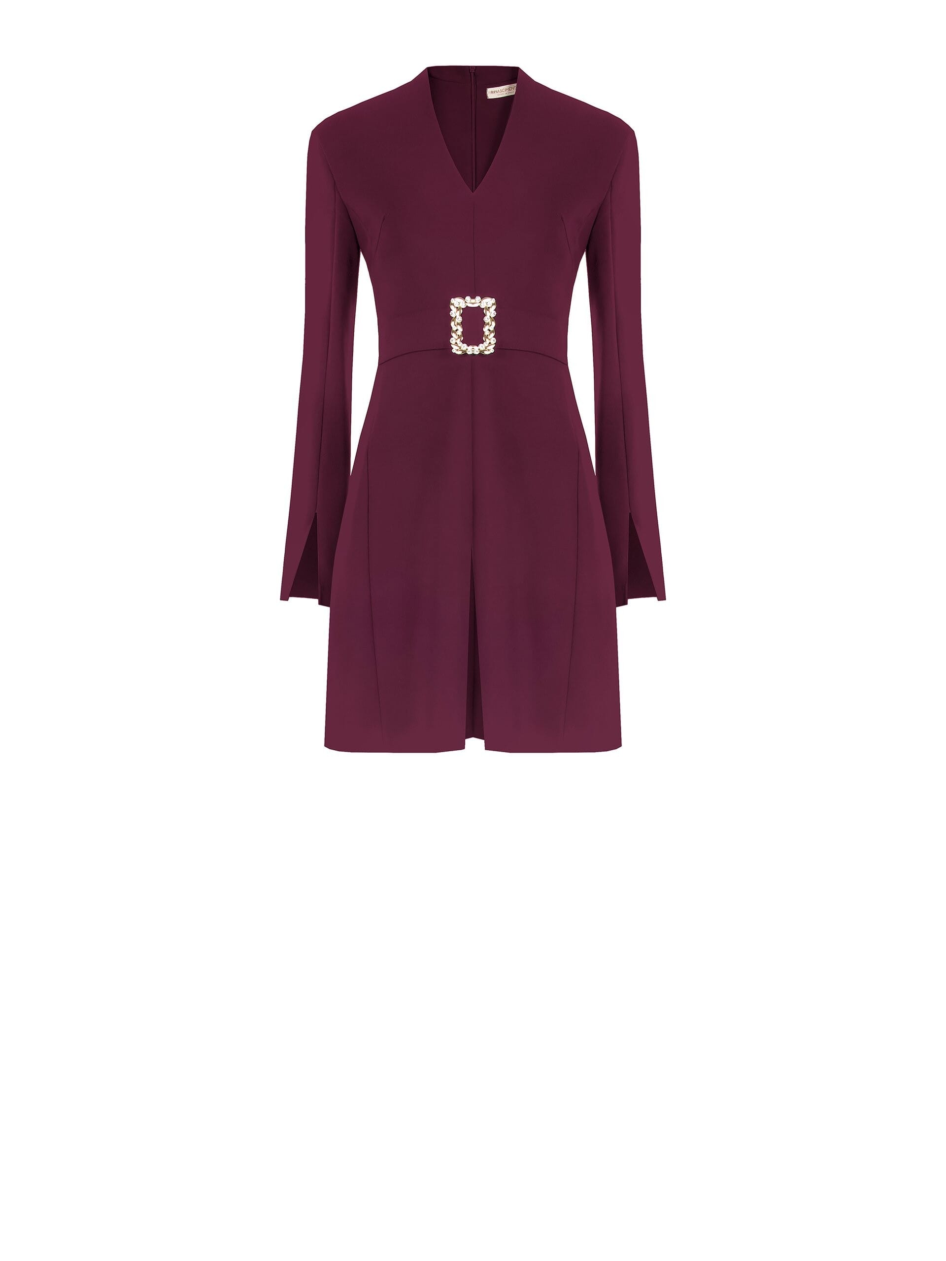 Abito Scoto Sfiancato In Tessuto Fluido Con Scollo A V E Fibbia Gioiello Rinascimento