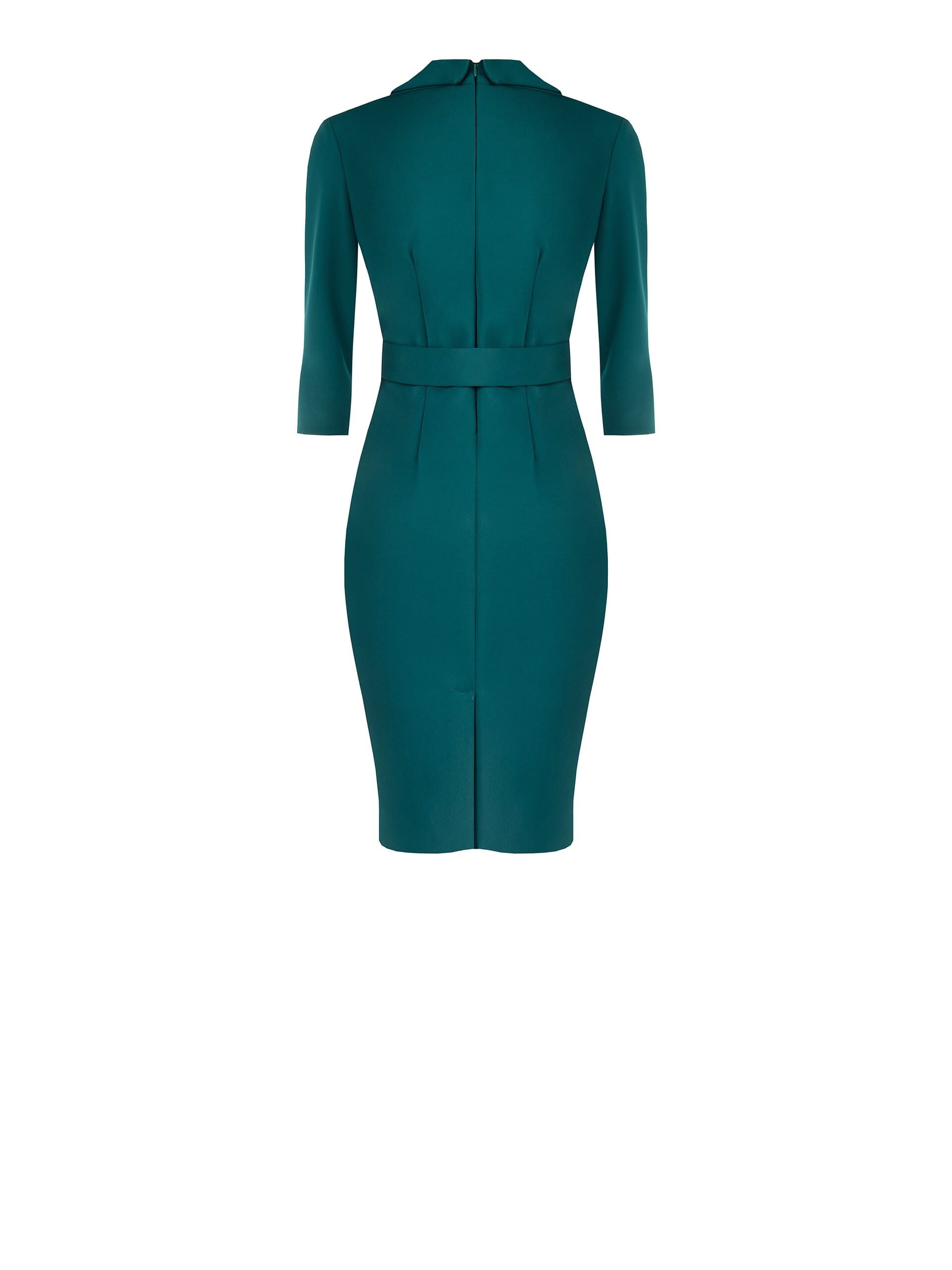 Abito A Tubino In Scuba Crepe Con Scollo A V Incrociato E Cintura Coordinata Rinascimento