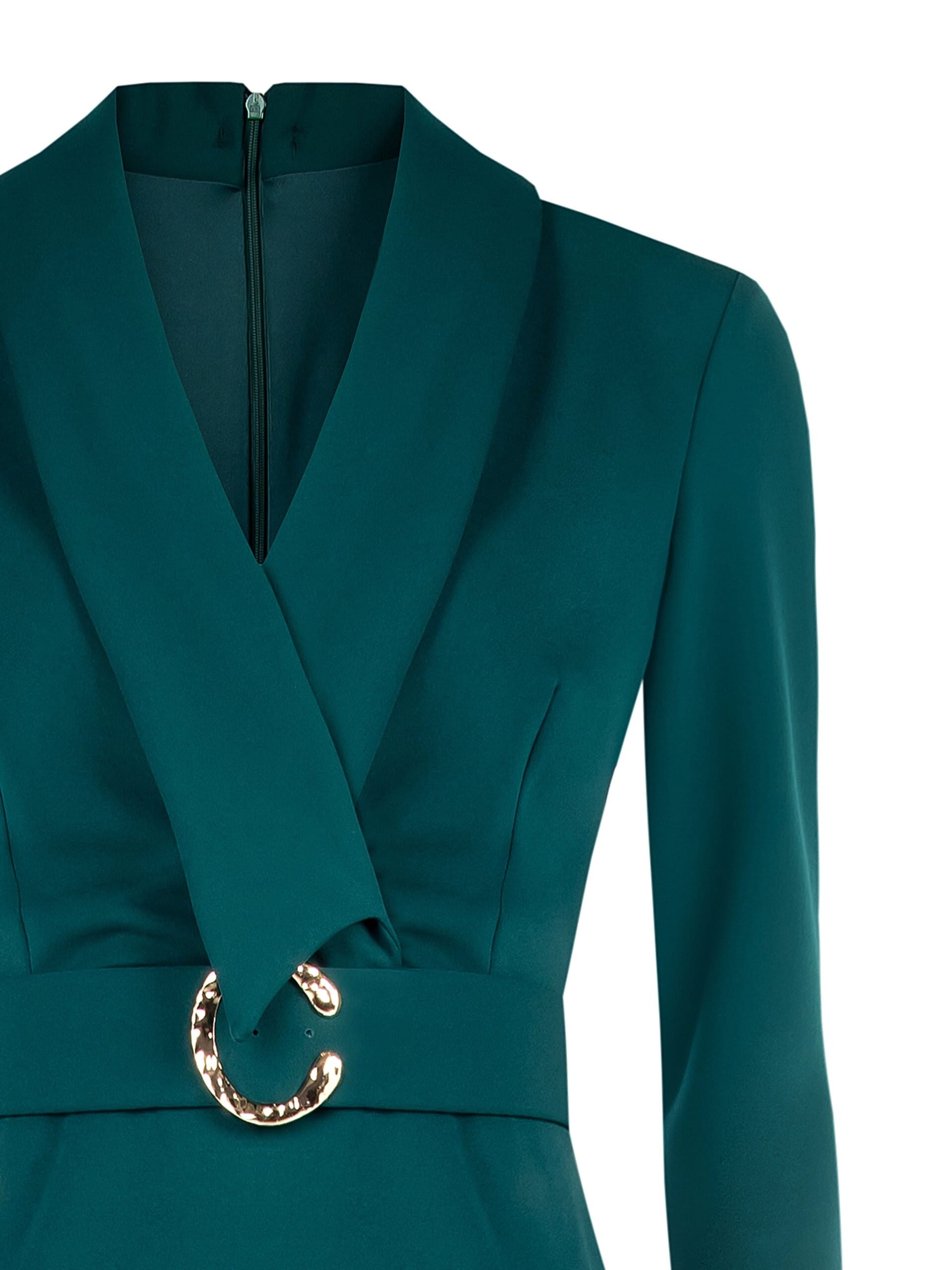 Abito A Tubino In Scuba Crepe Con Scollo A V Incrociato E Cintura Coordinata Rinascimento