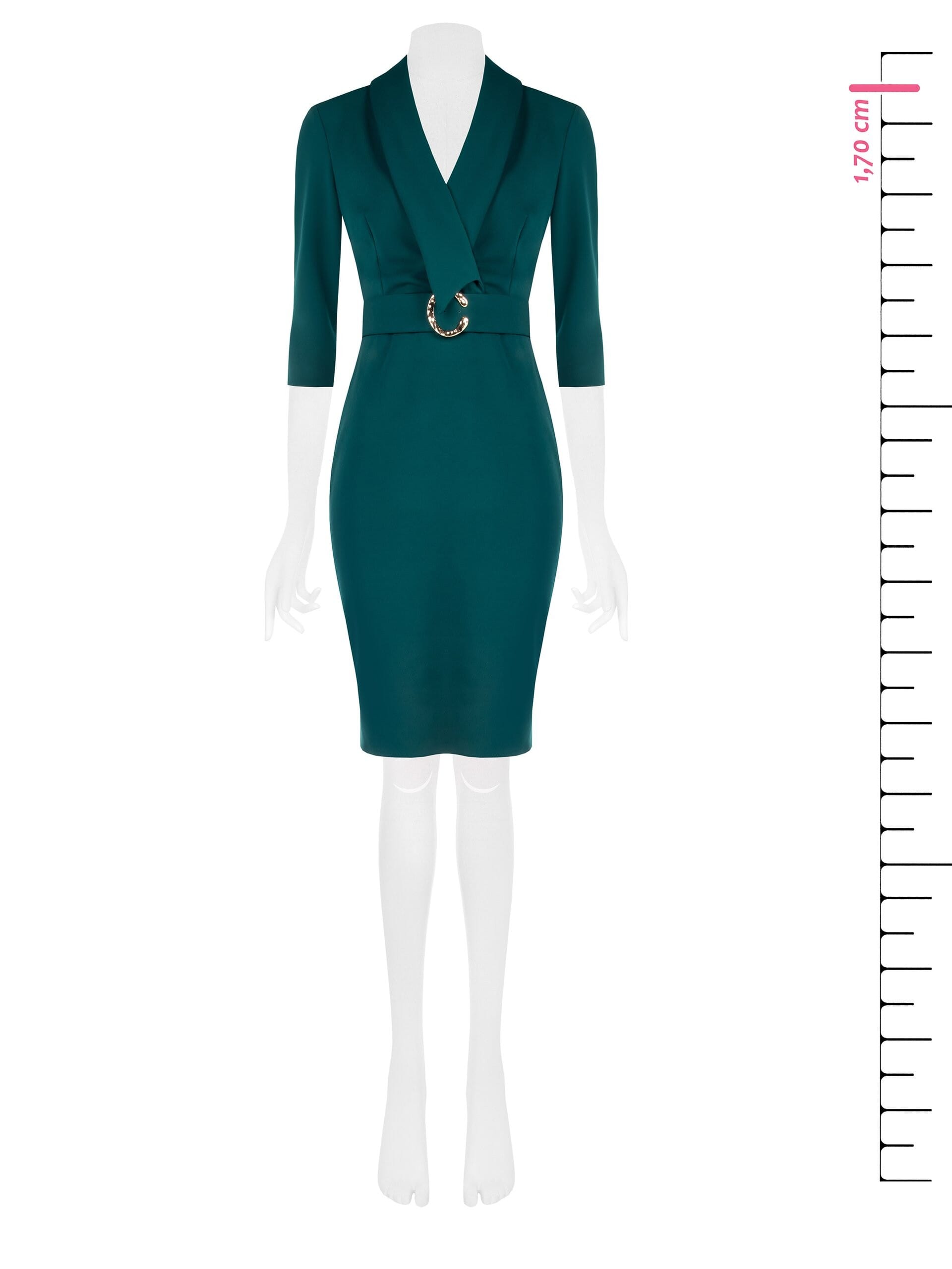 Abito A Tubino In Scuba Crepe Con Scollo A V Incrociato E Cintura Coordinata Rinascimento