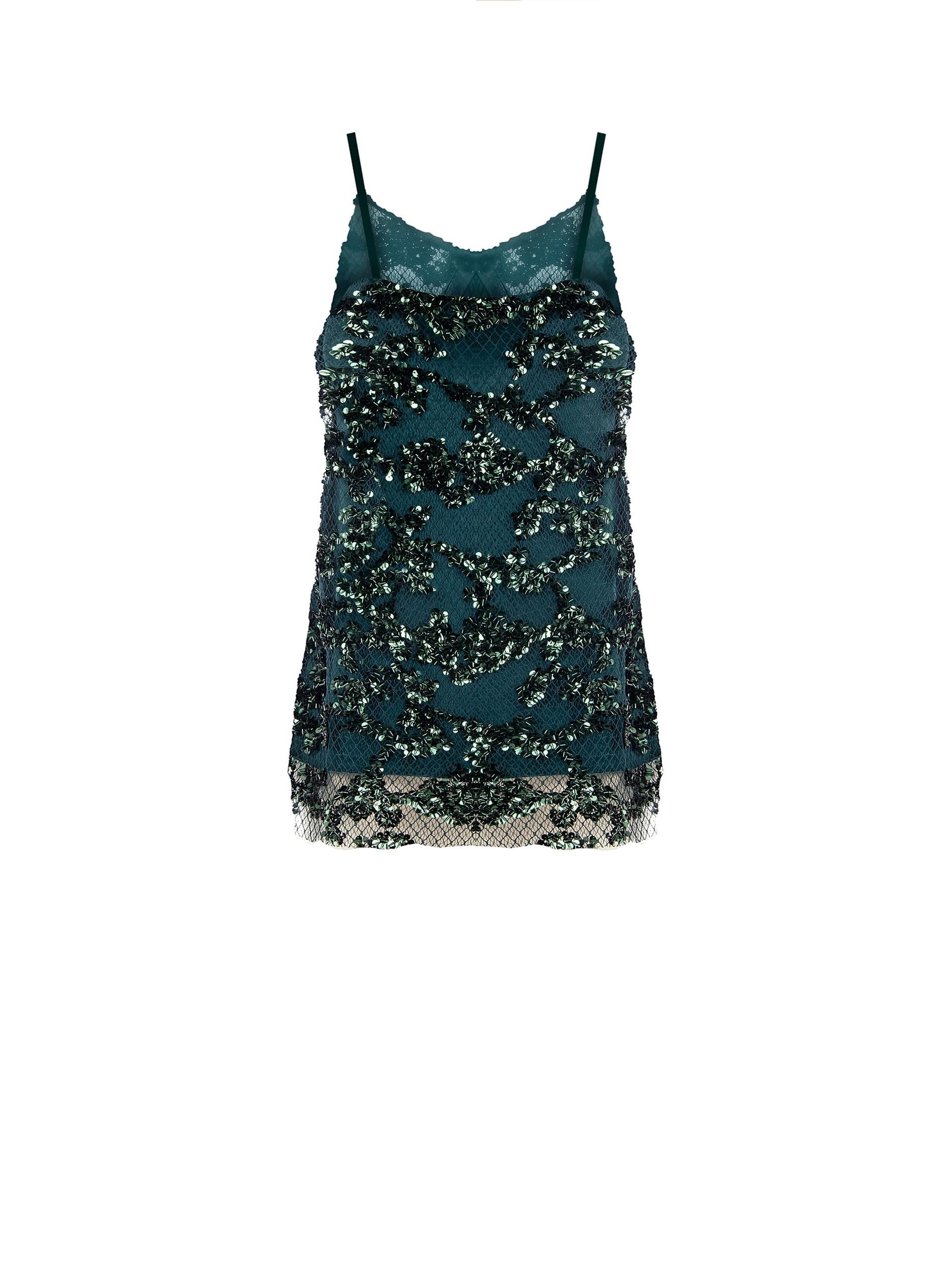 Rinascimento - Top long plissé en tulle et paillettes