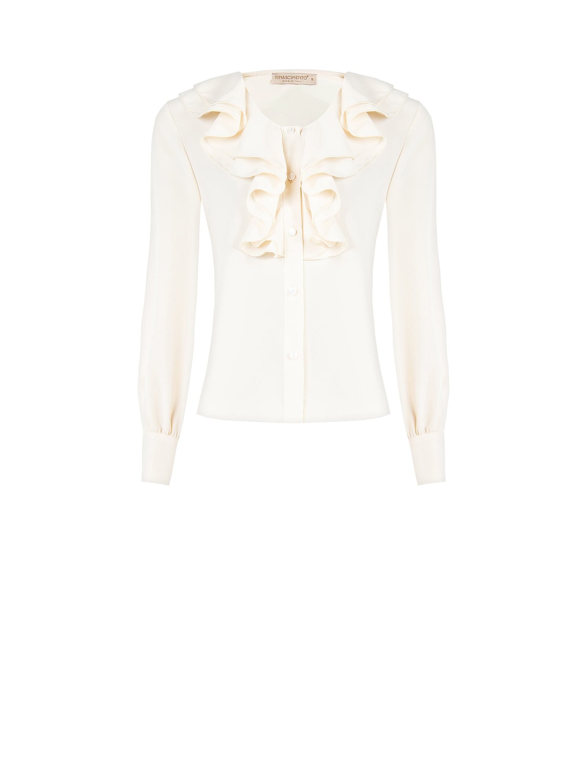 Camicia Sfiancata In Raso Con Maxi Volant Rinascimento