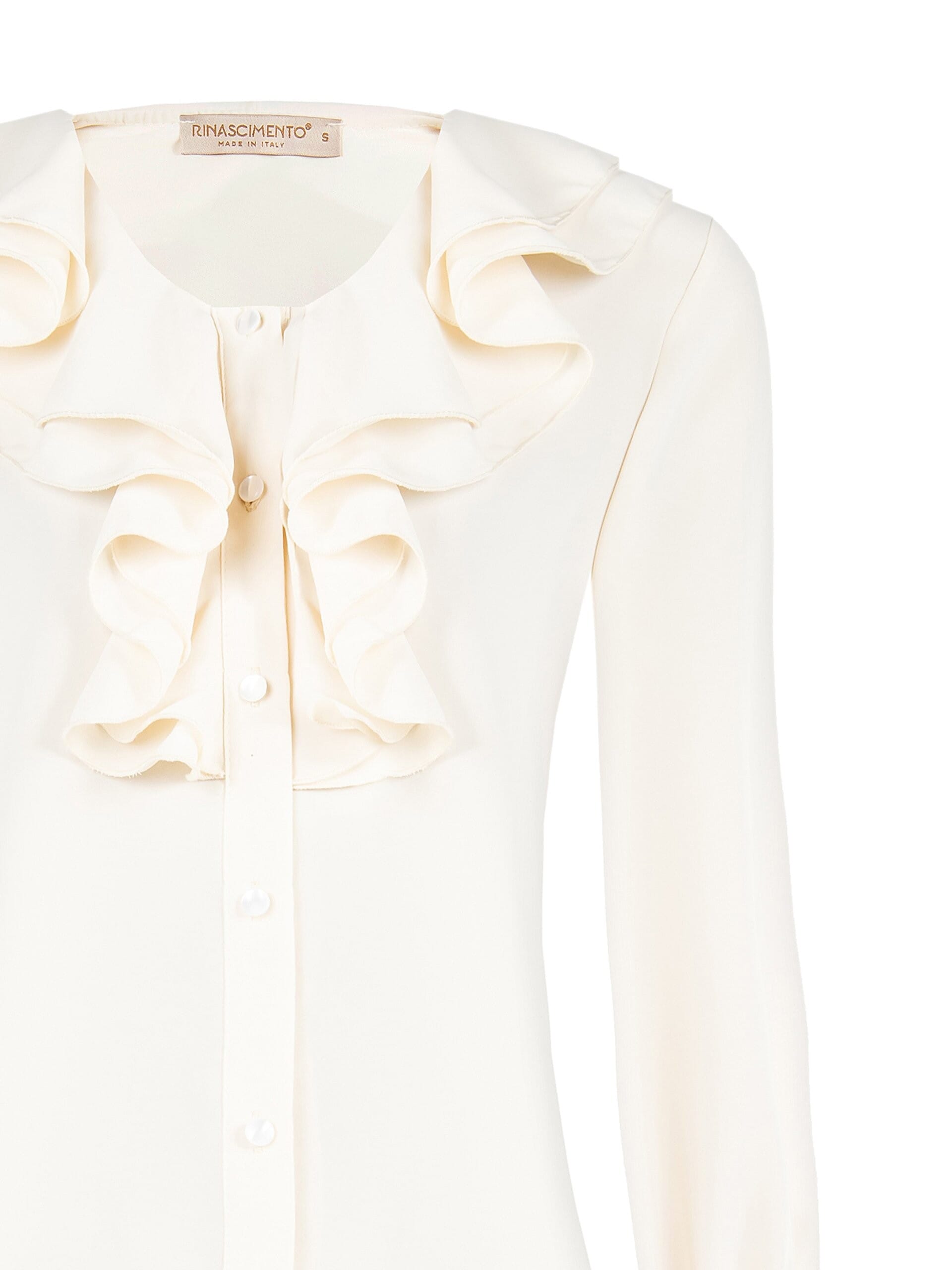 Camicia Sfiancata In Raso Con Maxi Volant Rinascimento