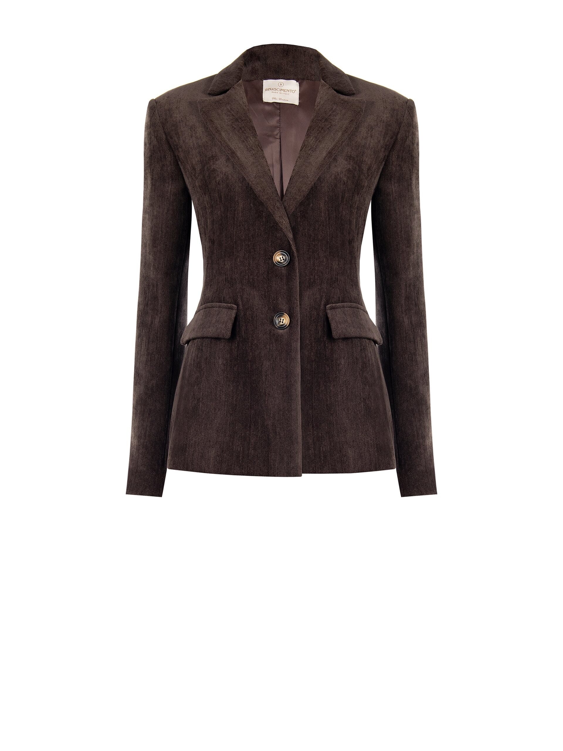 Rinascimento Herringbone Velvet Blazer Jacket