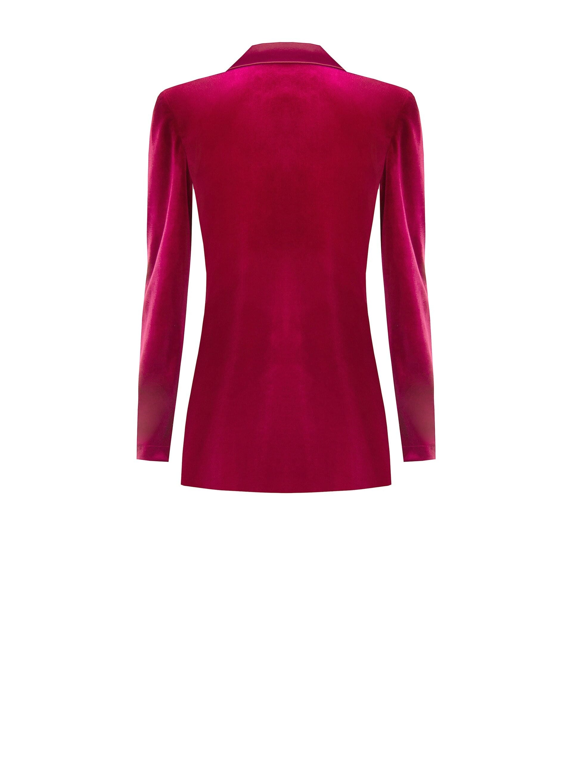 Rinascimento Satin Detail Velvet Double-breasted Blazer Jacket