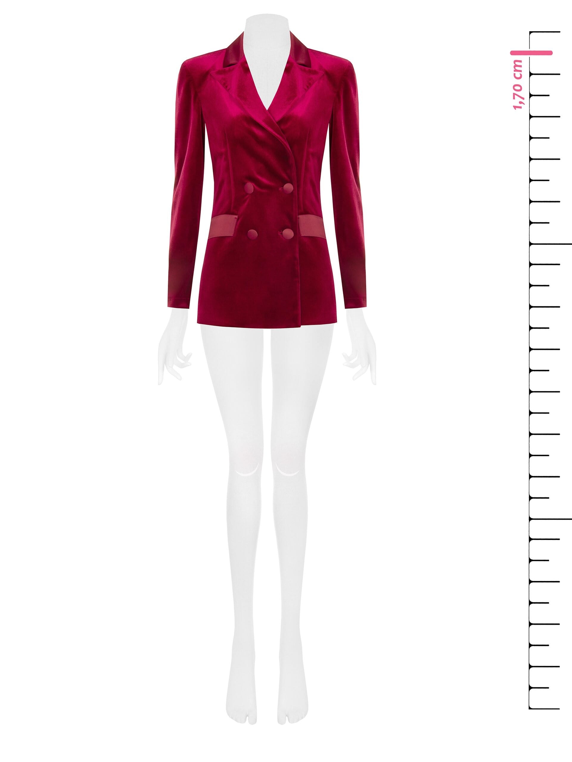 Rinascimento Satin Detail Velvet Double-breasted Blazer Jacket