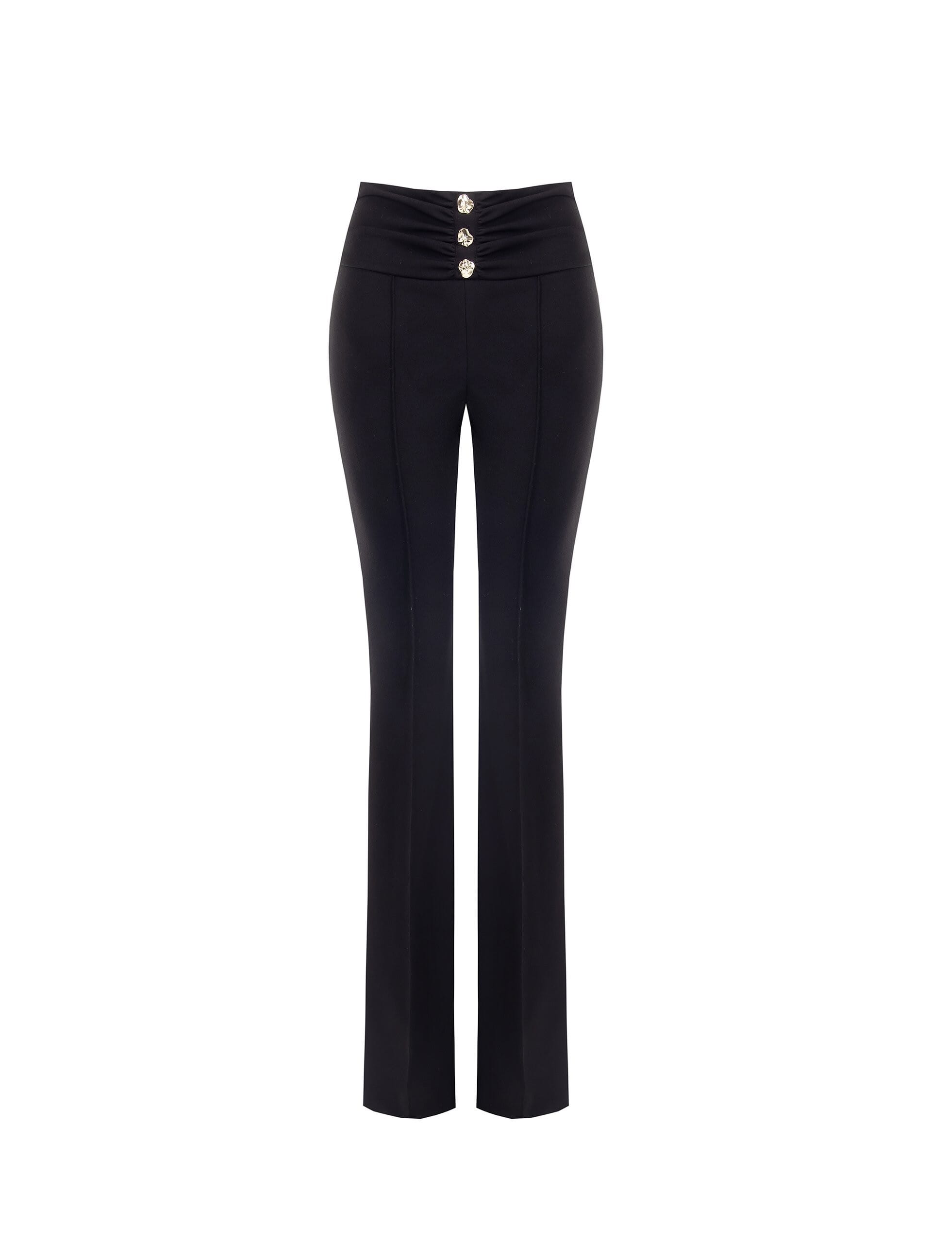 Tailleur en crêpe et scuba à jupe ample et encolure ornée d'un bijou Rinascimento