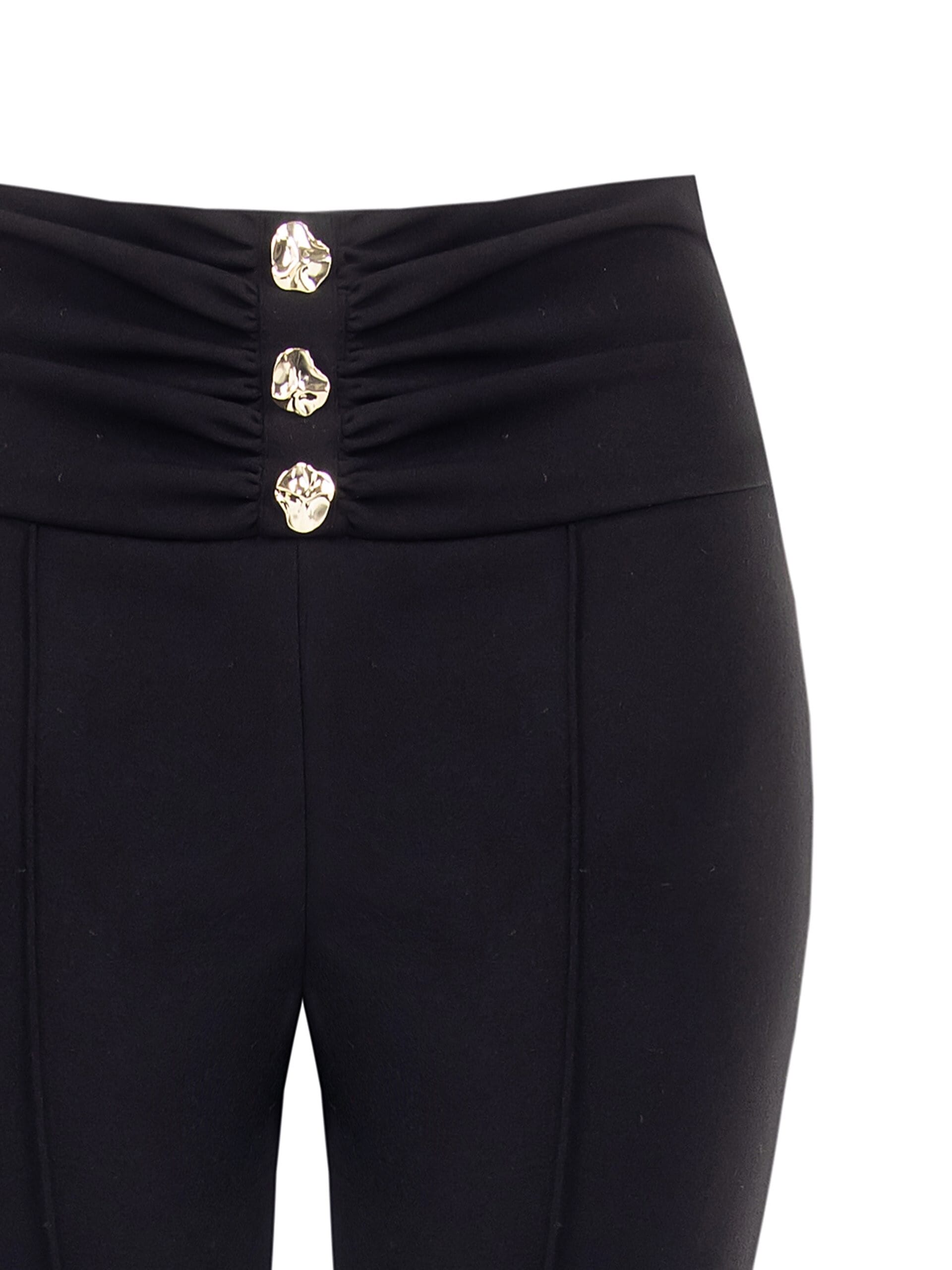 Tailleur en crêpe et scuba à jupe ample et encolure ornée d'un bijou Rinascimento