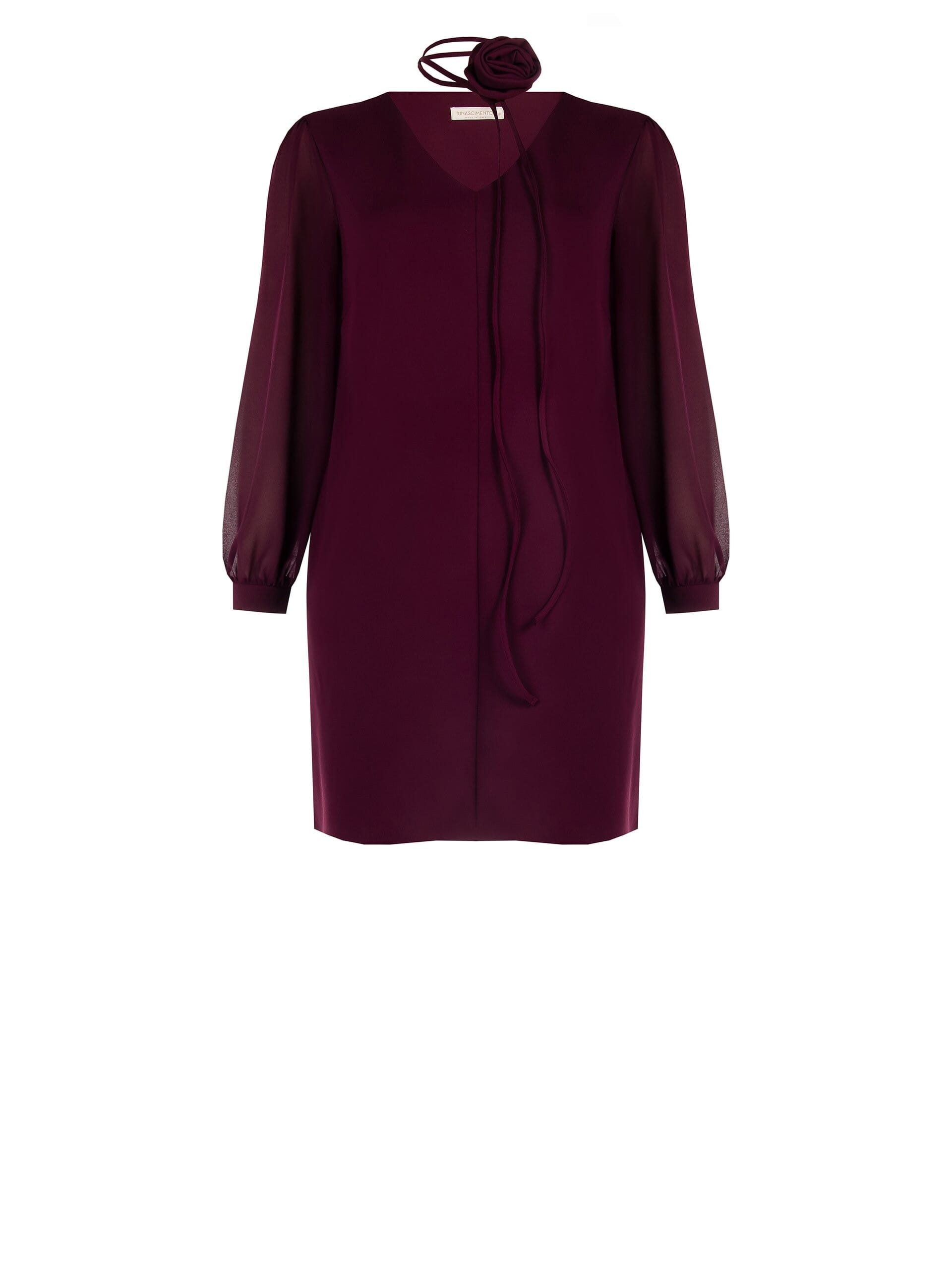 Abito Corto A Trapezio In Scuba Crepe Con Tasche E Cintura A Rosa Staccabile Rinascimento Curvy