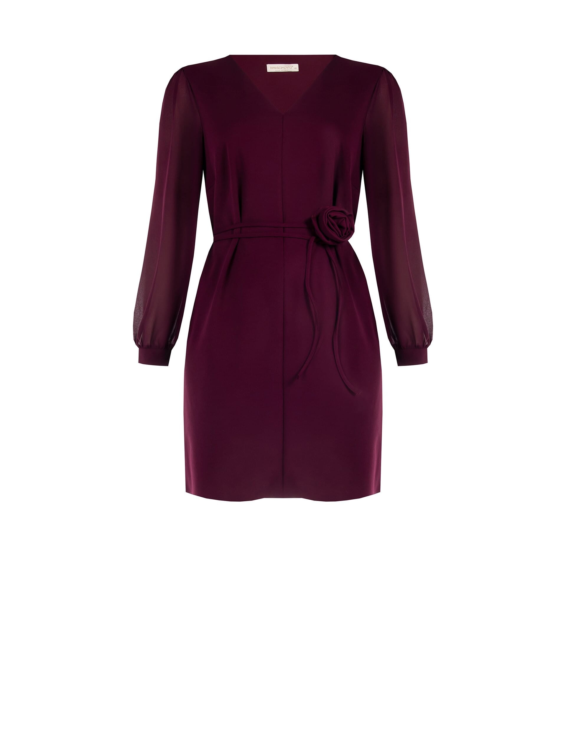 Abito Corto A Trapezio In Scuba Crepe Con Tasche E Cintura A Rosa Staccabile Rinascimento Curvy