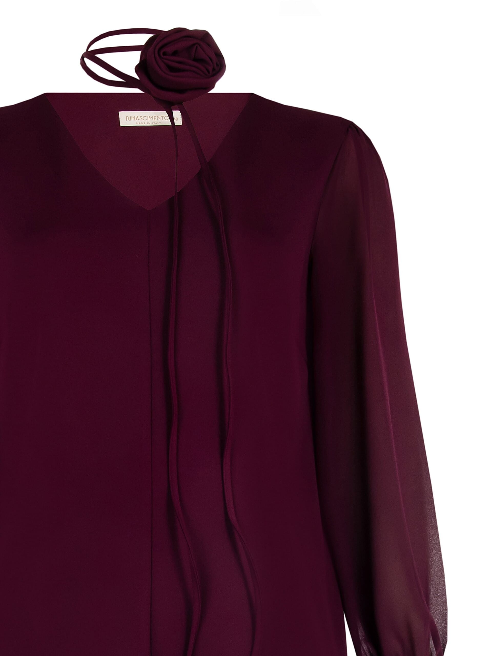 Abito Corto A Trapezio In Scuba Crepe Con Tasche E Cintura A Rosa Staccabile Rinascimento Curvy