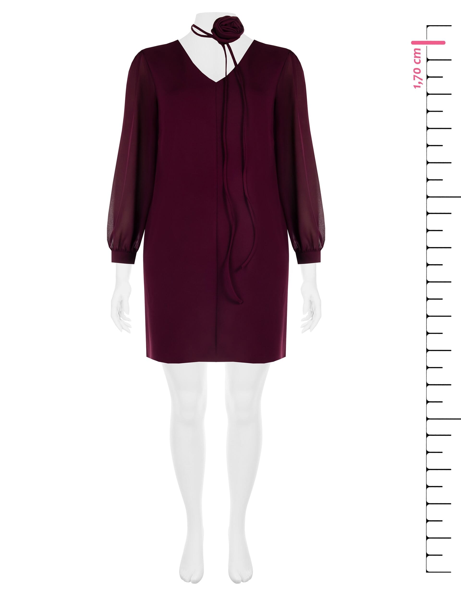 Abito Corto A Trapezio In Scuba Crepe Con Tasche E Cintura A Rosa Staccabile Rinascimento Curvy